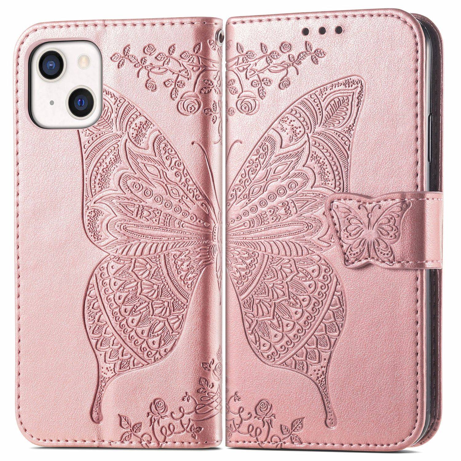Hülle kompatibel mit Apple iPhone 13 Kunstleder Handyhülle - Handy Case Rosa
