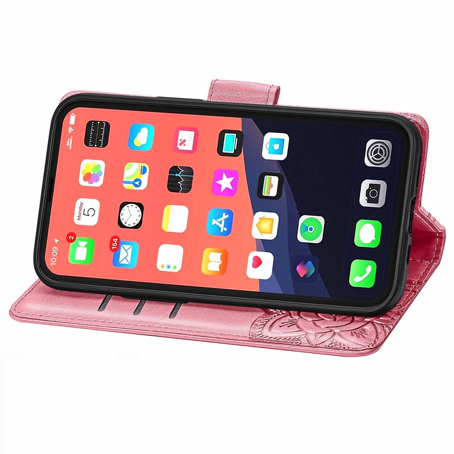 Hülle kompatibel mit Apple iPhone 13 Kunstleder Handyhülle - Handy Case Rosa