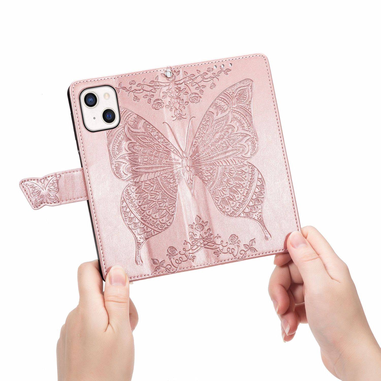 Hülle kompatibel mit Apple iPhone 13 mini Kunstleder Handyhülle - Handy Case Rosa