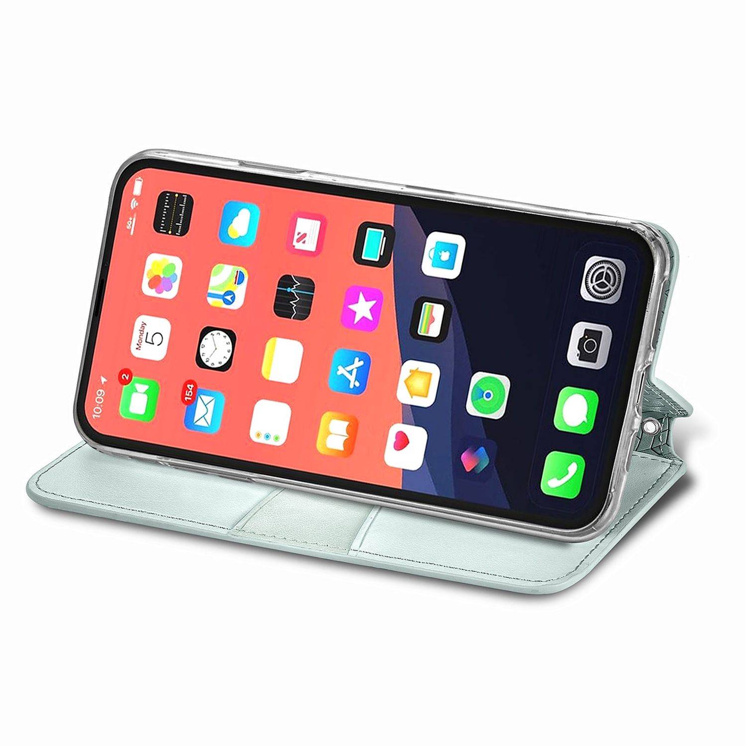 Hülle kompatibel mit Apple iPhone 13 mini Kunstleder Handyhülle - Handy Case Grau
