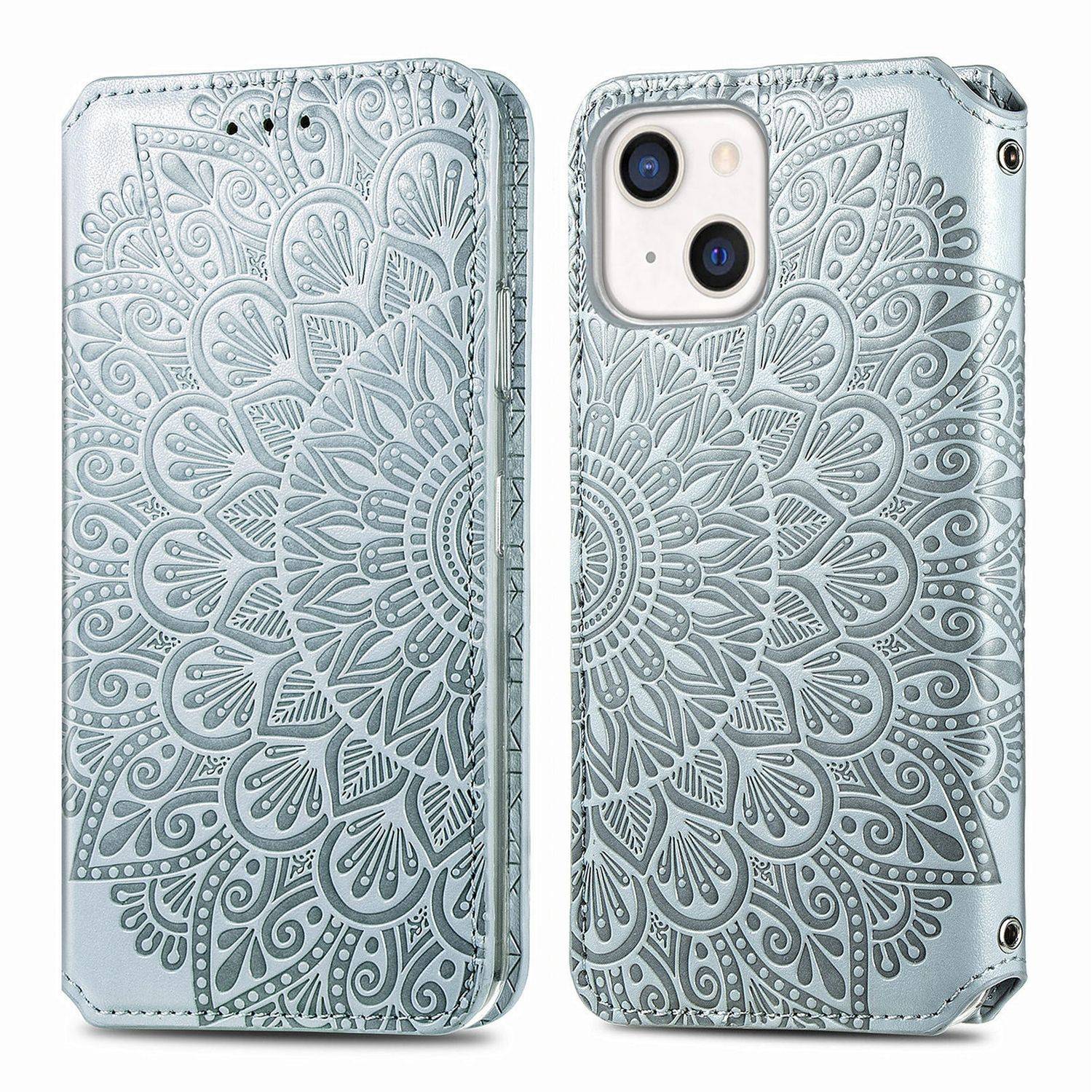 Hülle kompatibel mit Apple iPhone 13 mini Kunstleder Handyhülle - Handy Case Grau
