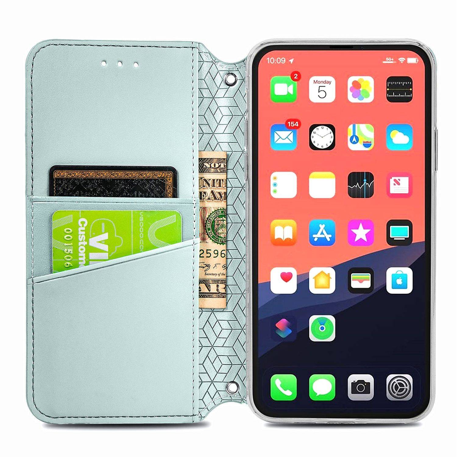 Hülle kompatibel mit Apple iPhone 13 mini Kunstleder Handyhülle - Handy Case Grau