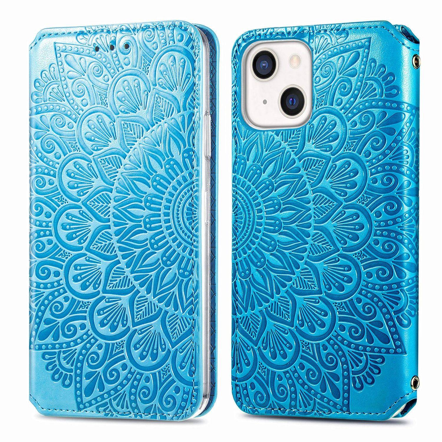 Hülle kompatibel mit Apple iPhone 13 Kunstleder Handyhülle - Handy Case Blau