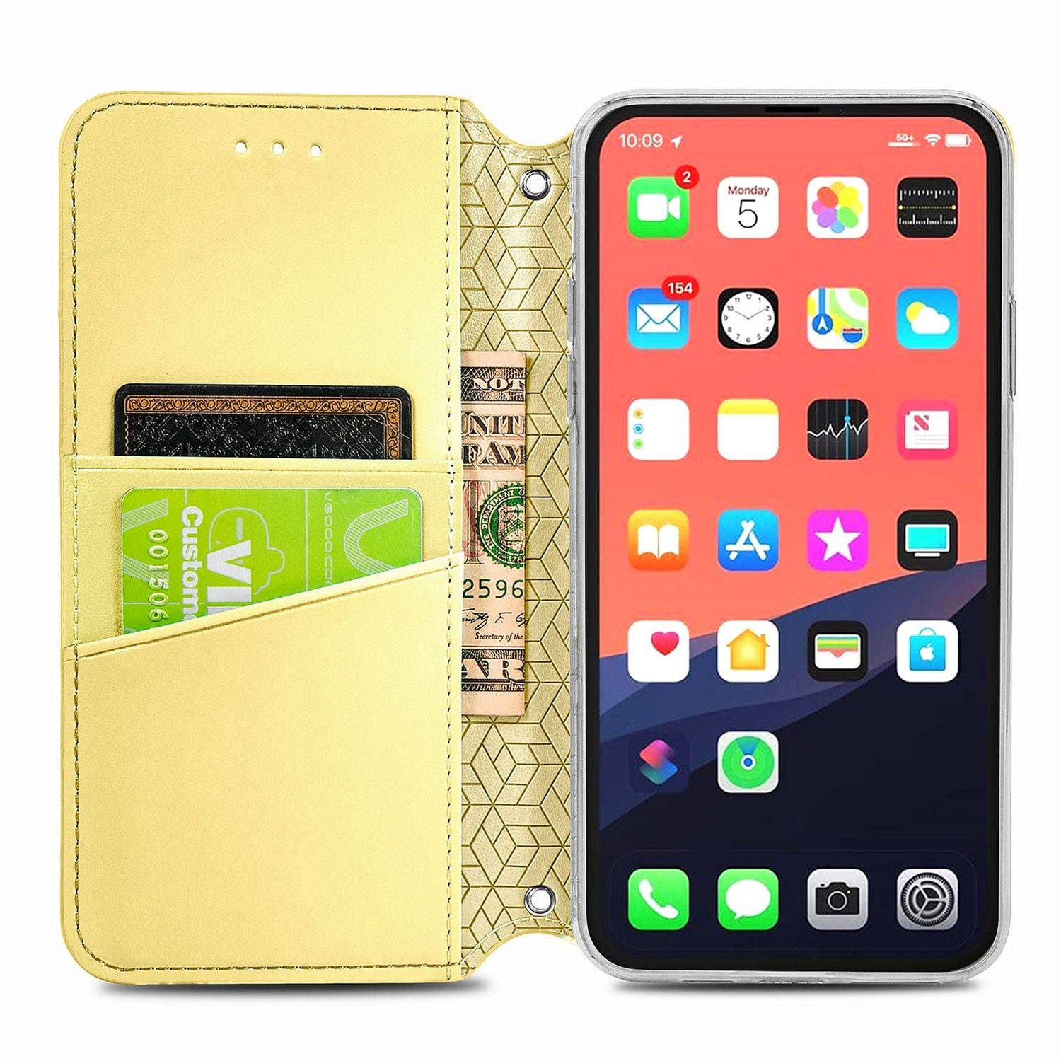 Hülle kompatibel mit Apple iPhone 13 Kunstleder Handyhülle - Handy Case Gelb