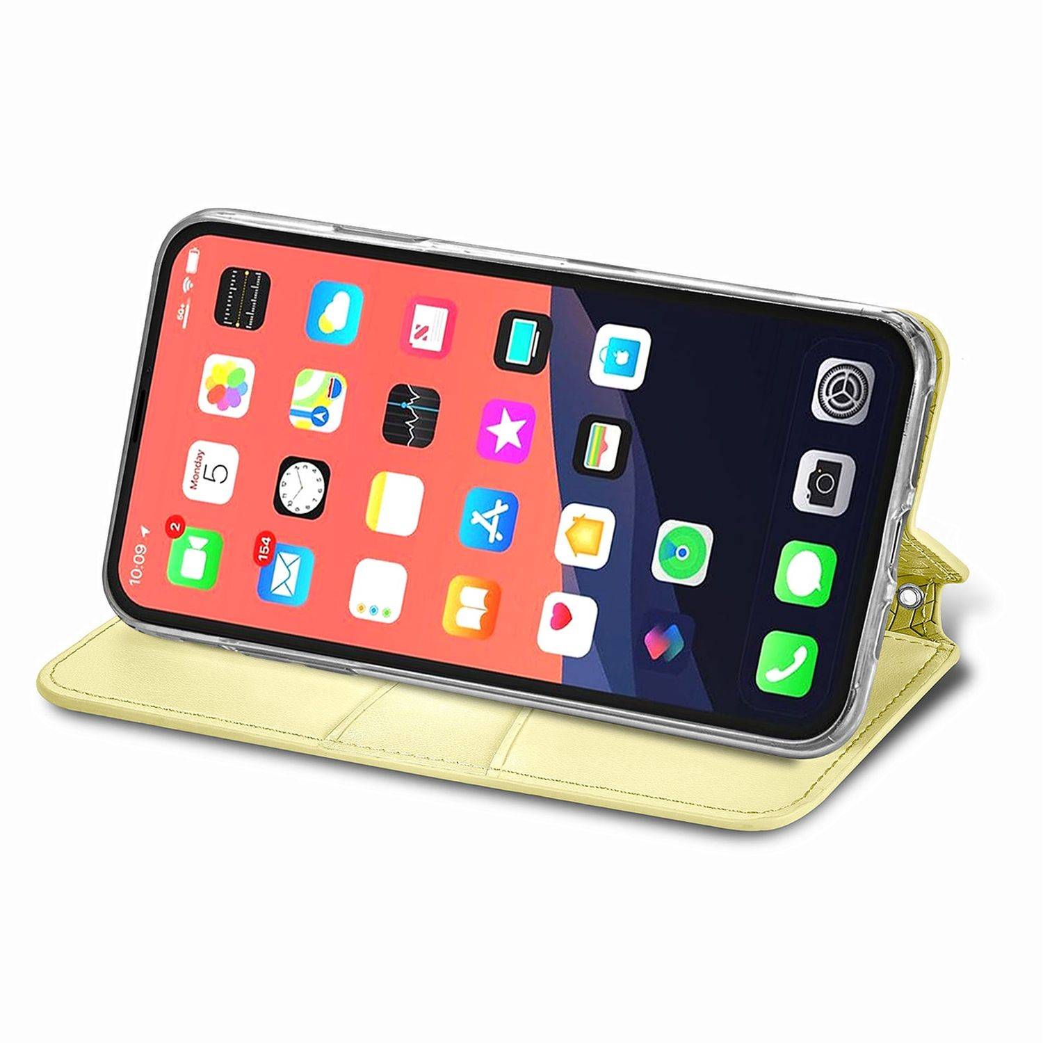 Hülle kompatibel mit Apple iPhone 13 Kunstleder Handyhülle - Handy Case Gelb