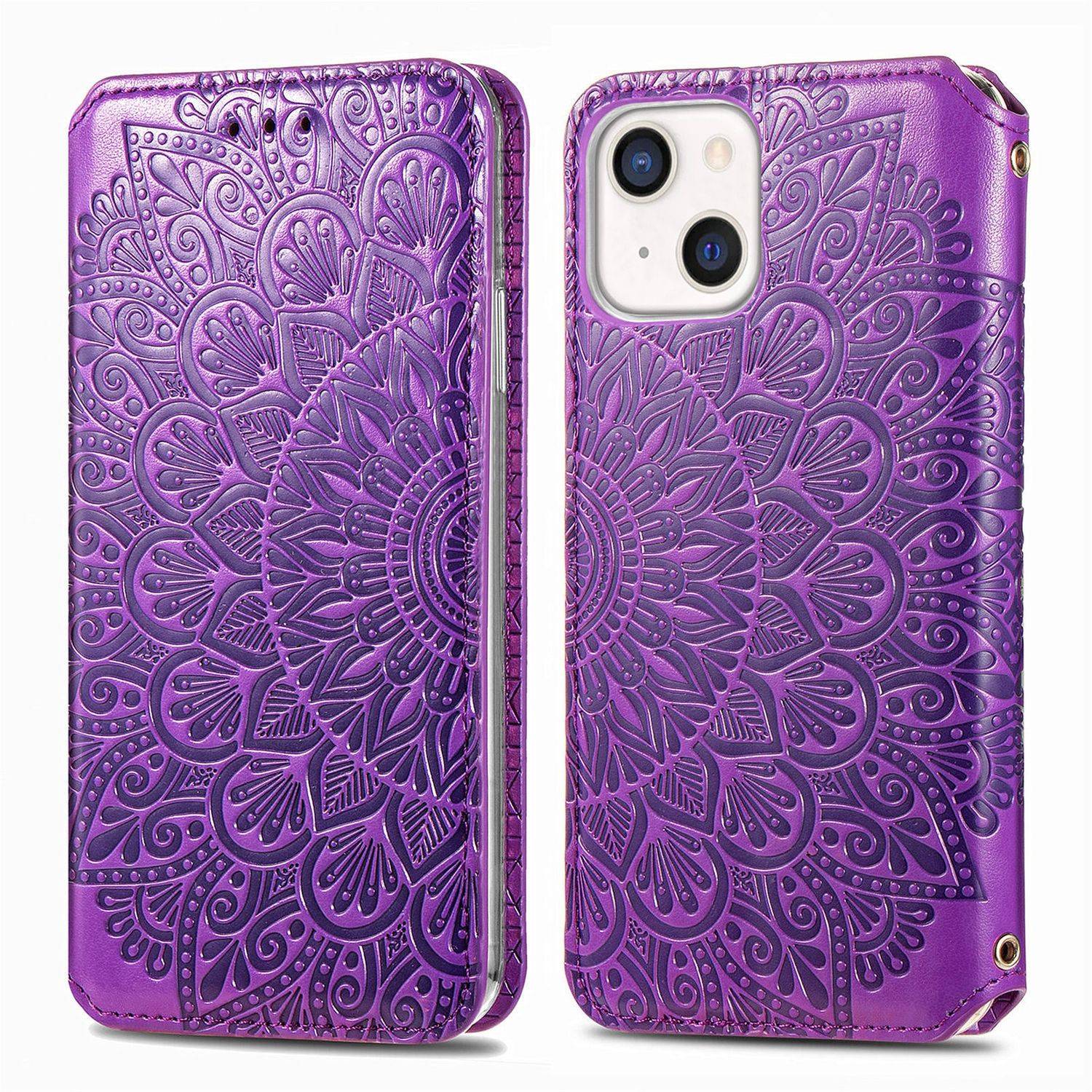 Hülle kompatibel mit Apple iPhone 13 Kunstleder Handyhülle - Handy Case Violett