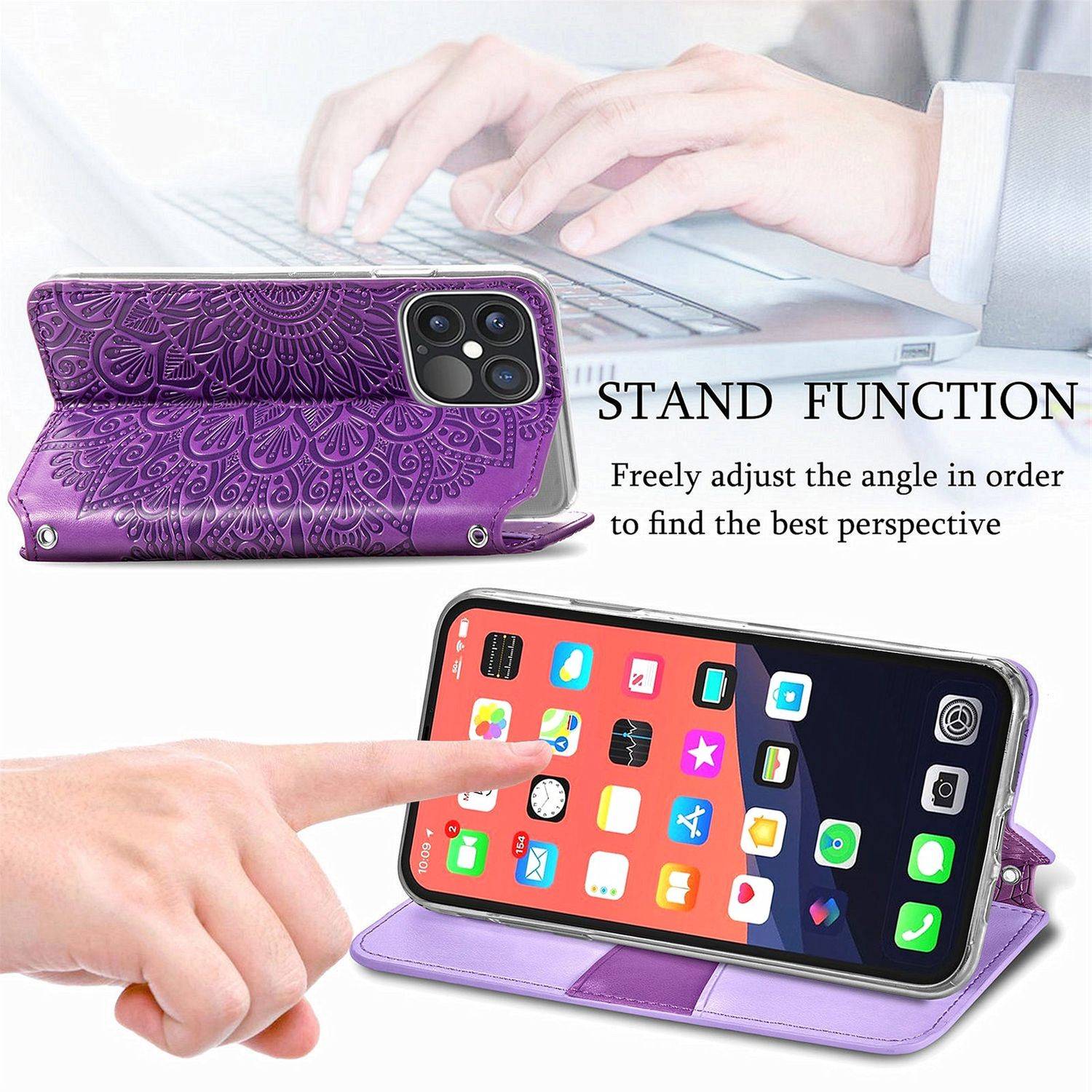 Apple iPhone 13 Pro Handyhülle Bookcover Violett