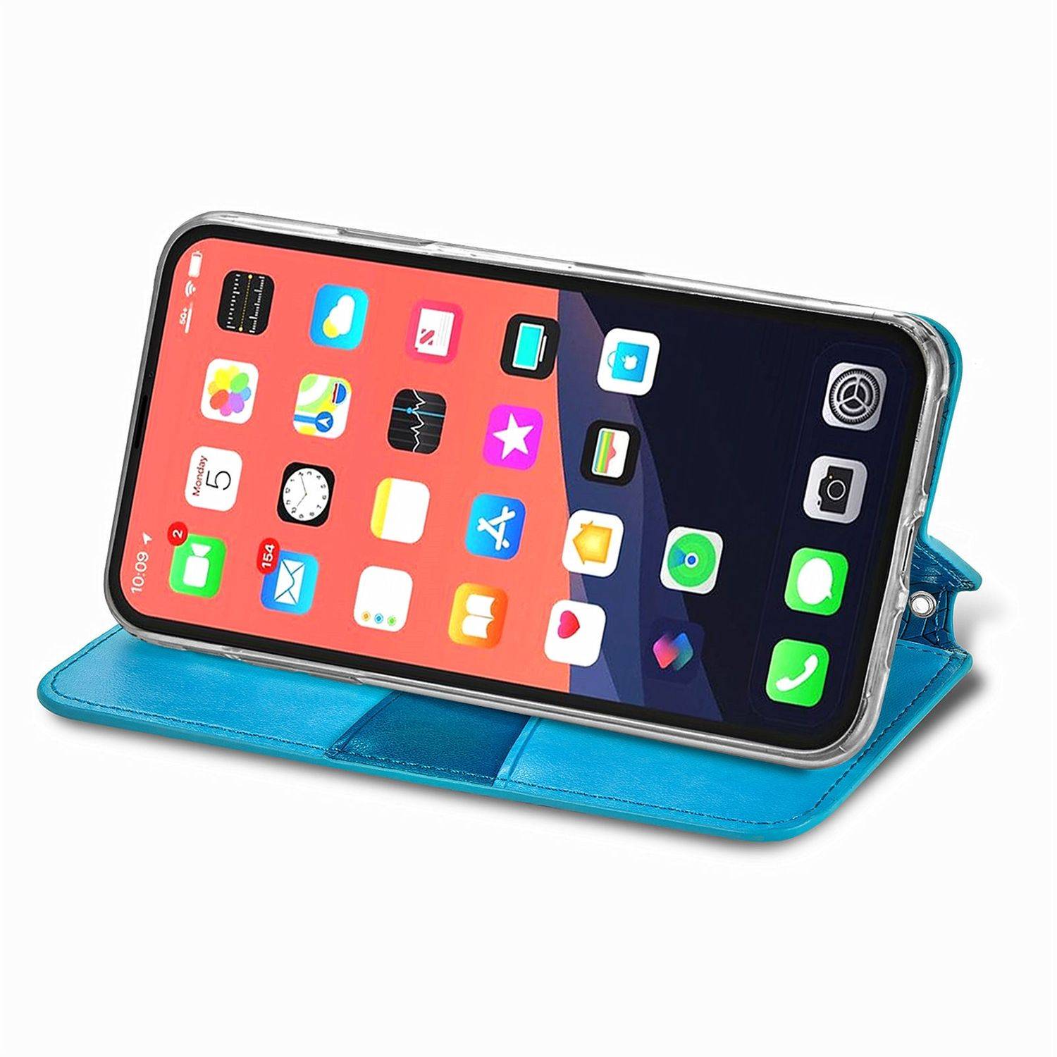 Hülle kompatibel mit Apple iPhone 13 Pro Max Kunstleder Handyhülle - Handy Case Blau