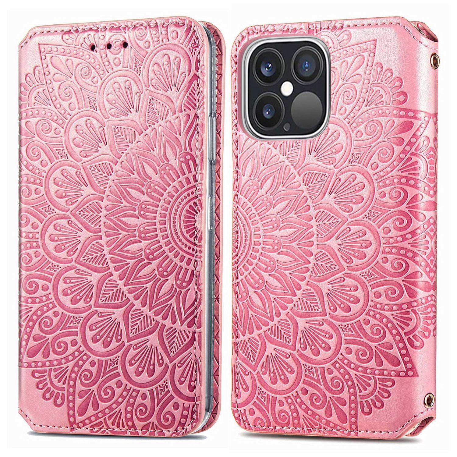 Hülle kompatibel mit Apple iPhone 13 Pro Max Kunstleder Handyhülle - Handy Case Rosa