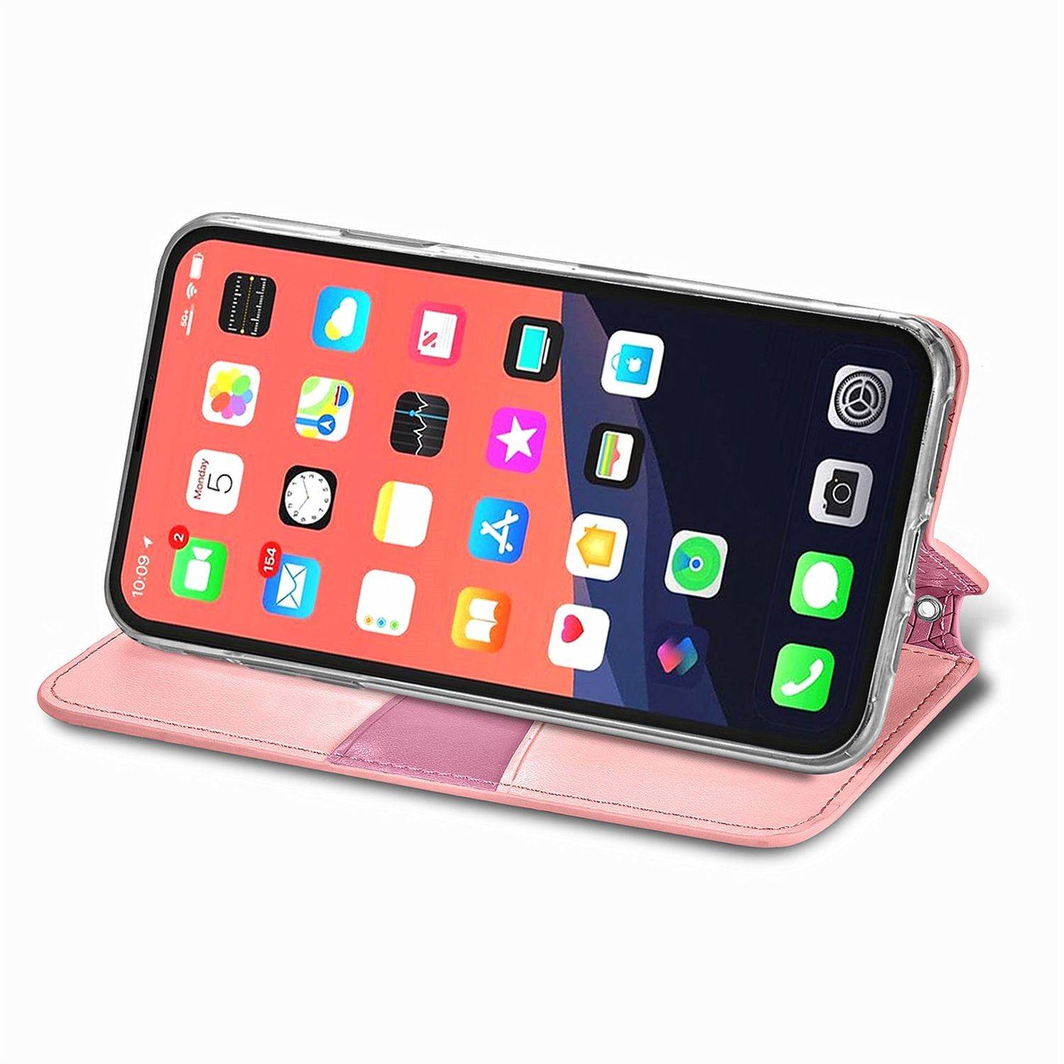 Hülle kompatibel mit Apple iPhone 13 Pro Max Kunstleder Handyhülle - Handy Case Rosa