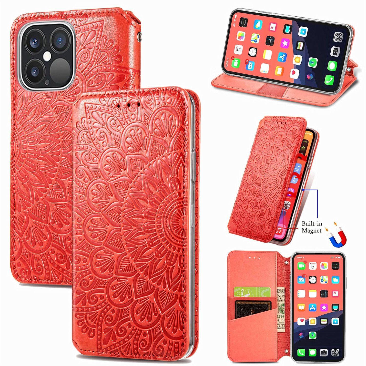 Apple iPhone 13 Pro Max Handyhülle Bookcover Rot