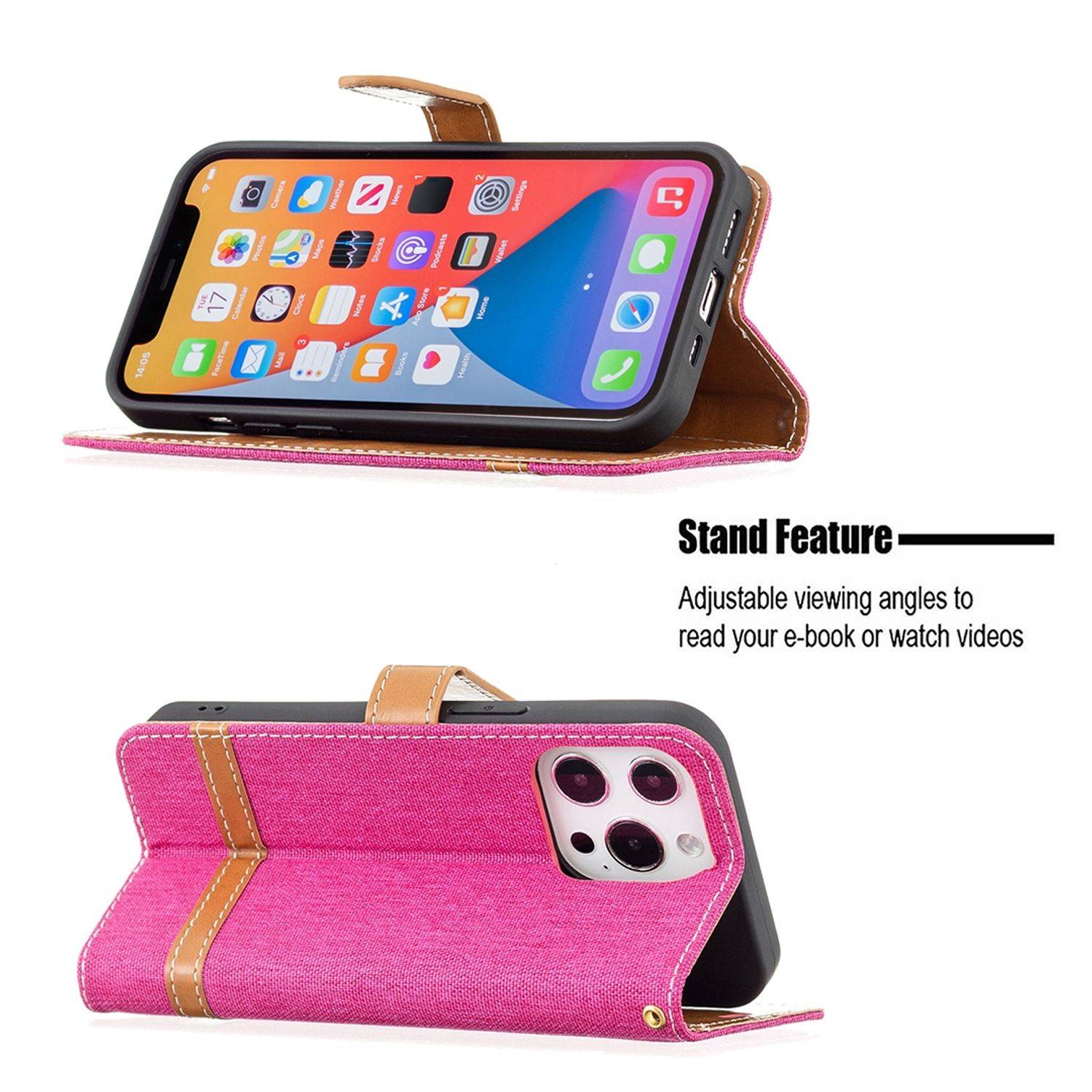 Apple iPhone 13 Pro Max Handyhülle Bookcover Rosa