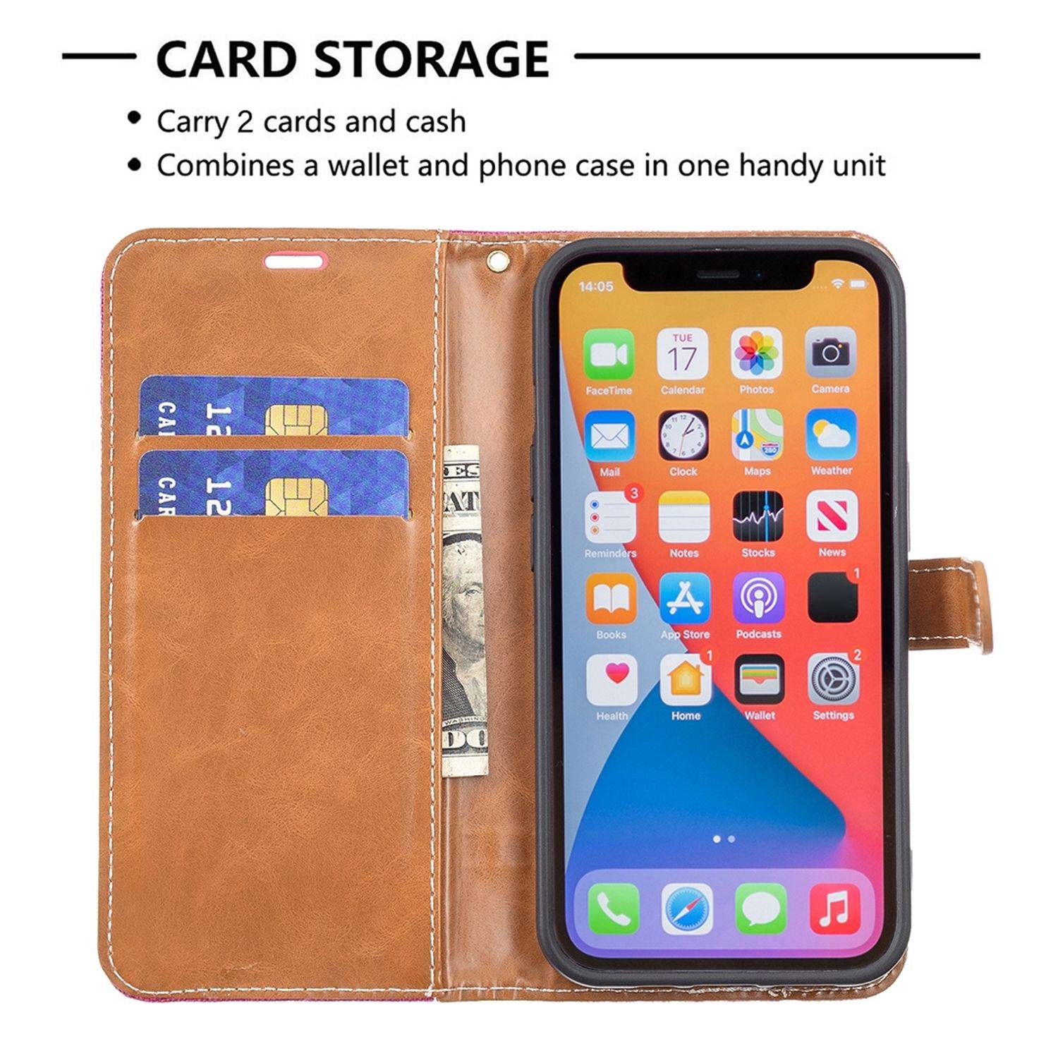 Apple iPhone 13 Pro Max Handyhülle Bookcover Rosa