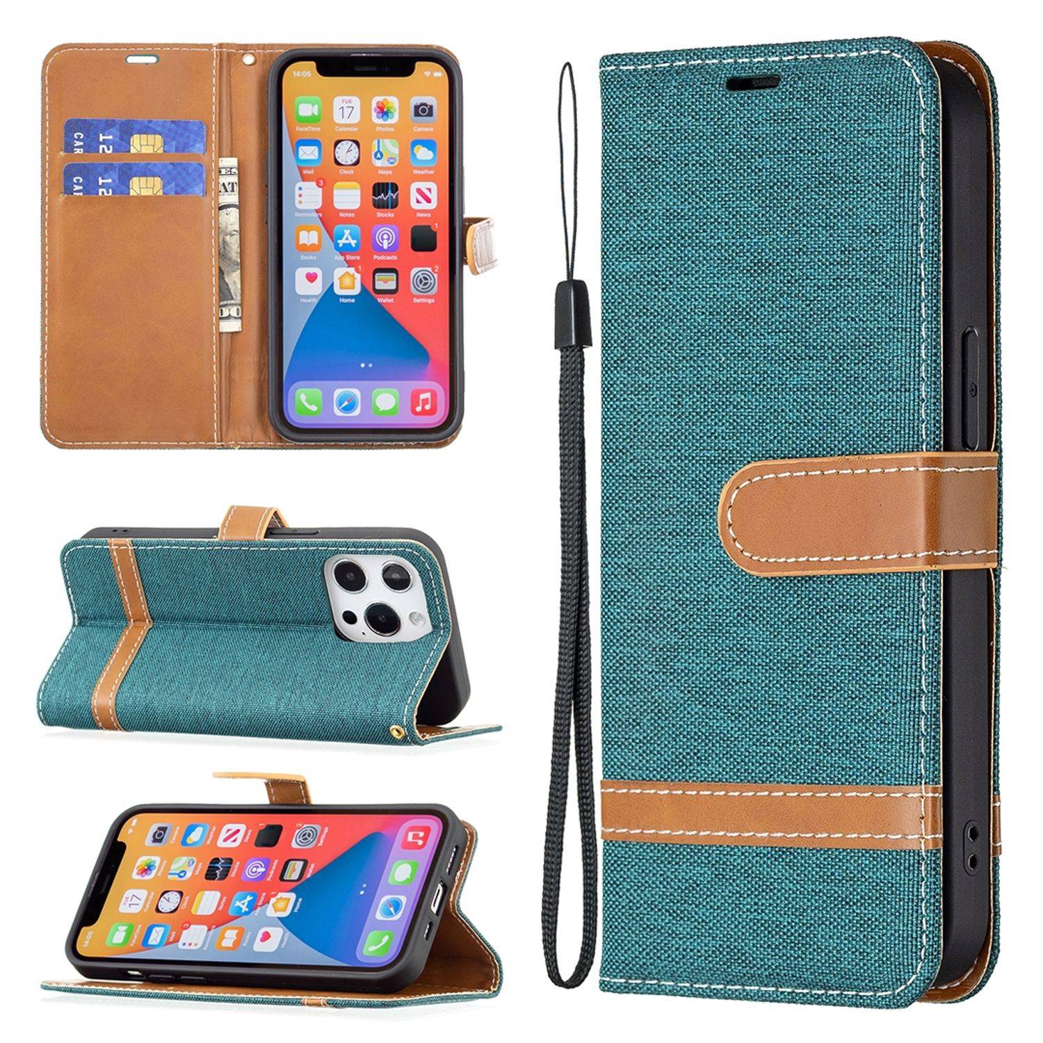 Apple iPhone 13 Pro Max Handyhülle Bookcover Grün