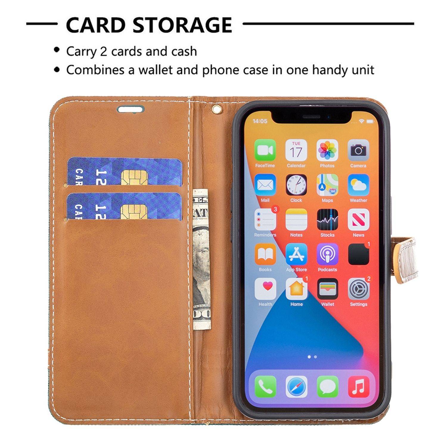 Apple iPhone 13 Pro Max Handyhülle Bookcover Grün