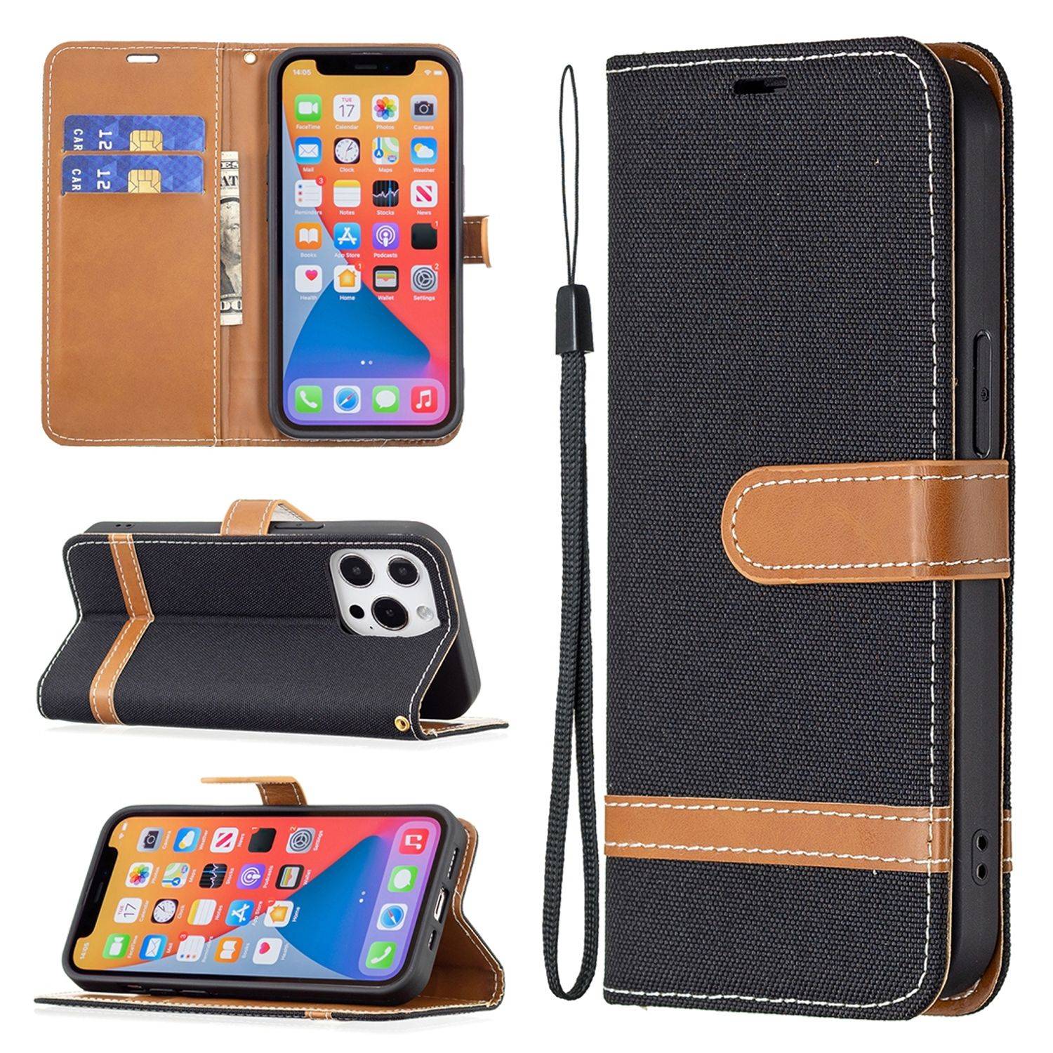 Apple iPhone 13 Pro Max Handyhülle Bookcover Schwarz