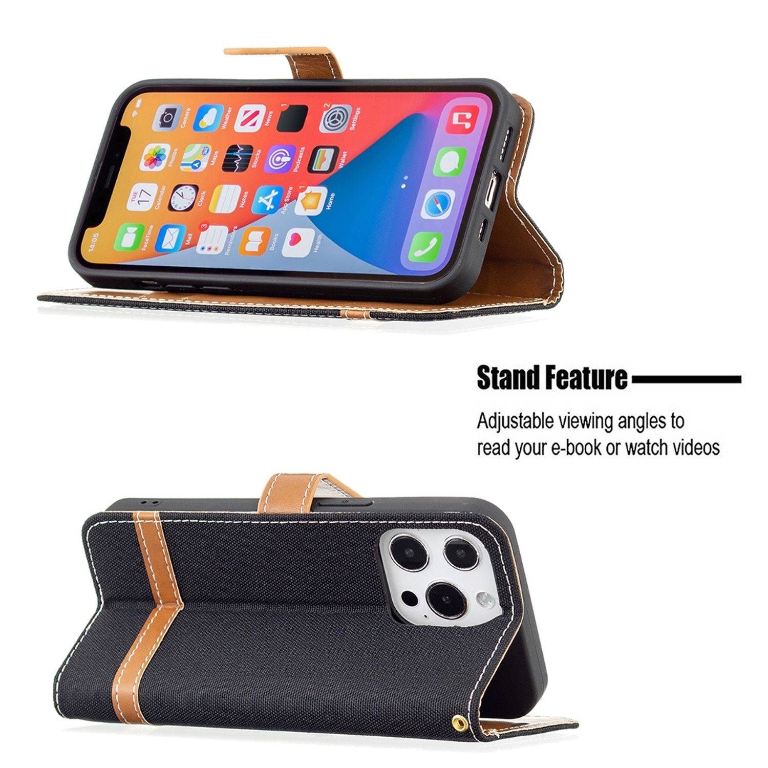 Apple iPhone 13 Pro Max Handyhülle Bookcover Schwarz