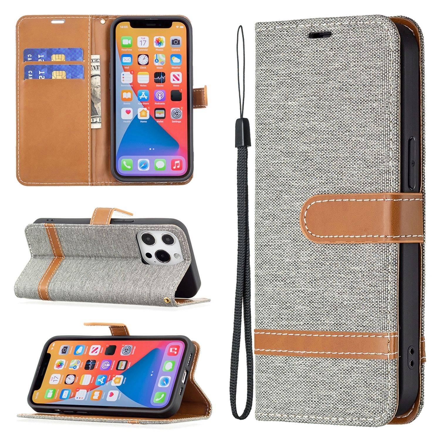 Apple iPhone 13 Pro Max Handyhülle Bookcover Grau
