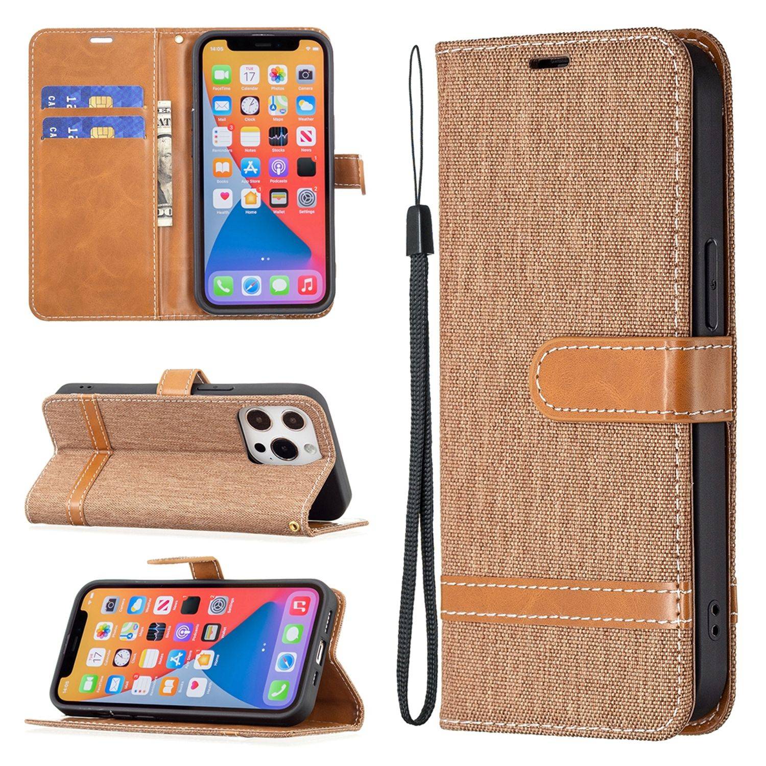 Apple iPhone 13 Pro Handyhülle Bookcover Braun
