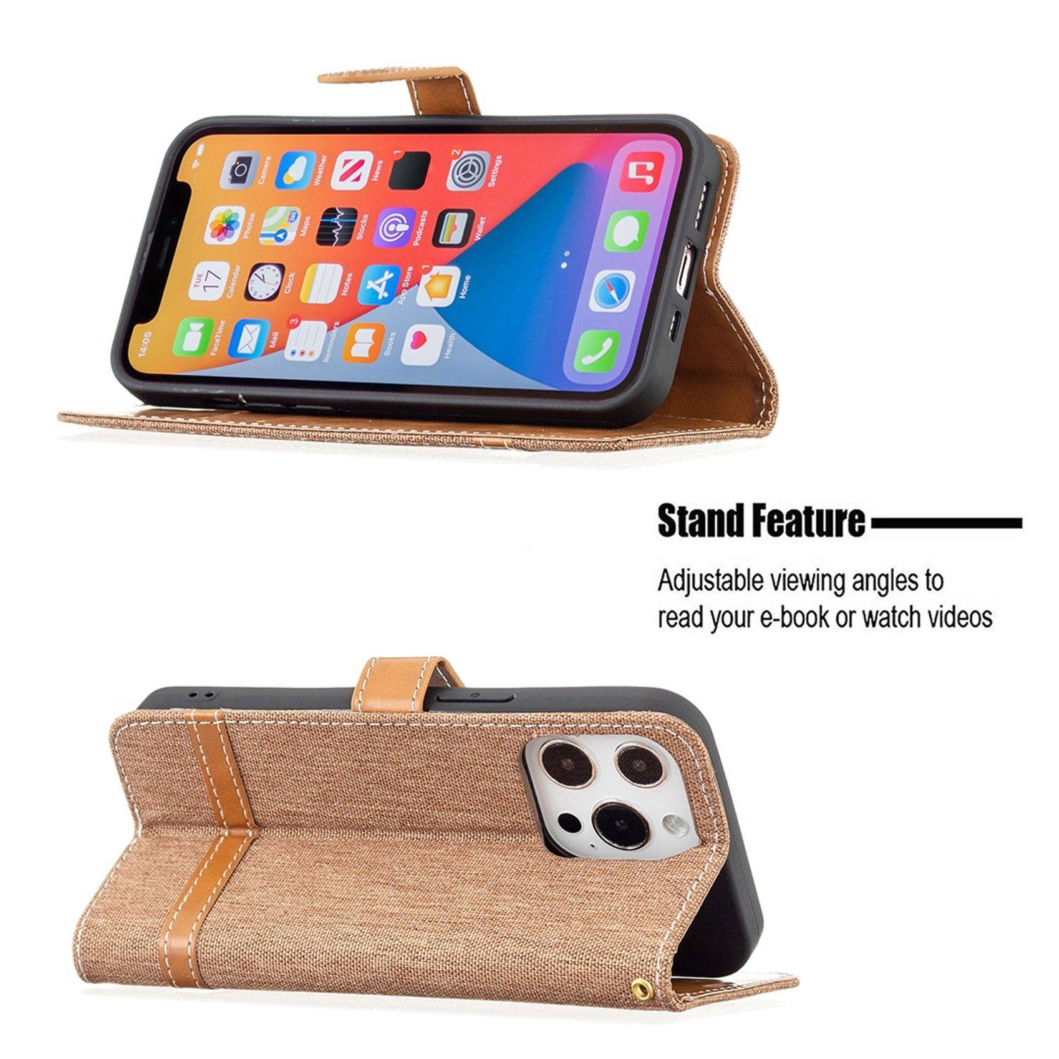 Apple iPhone 13 Pro Handyhülle Bookcover Braun