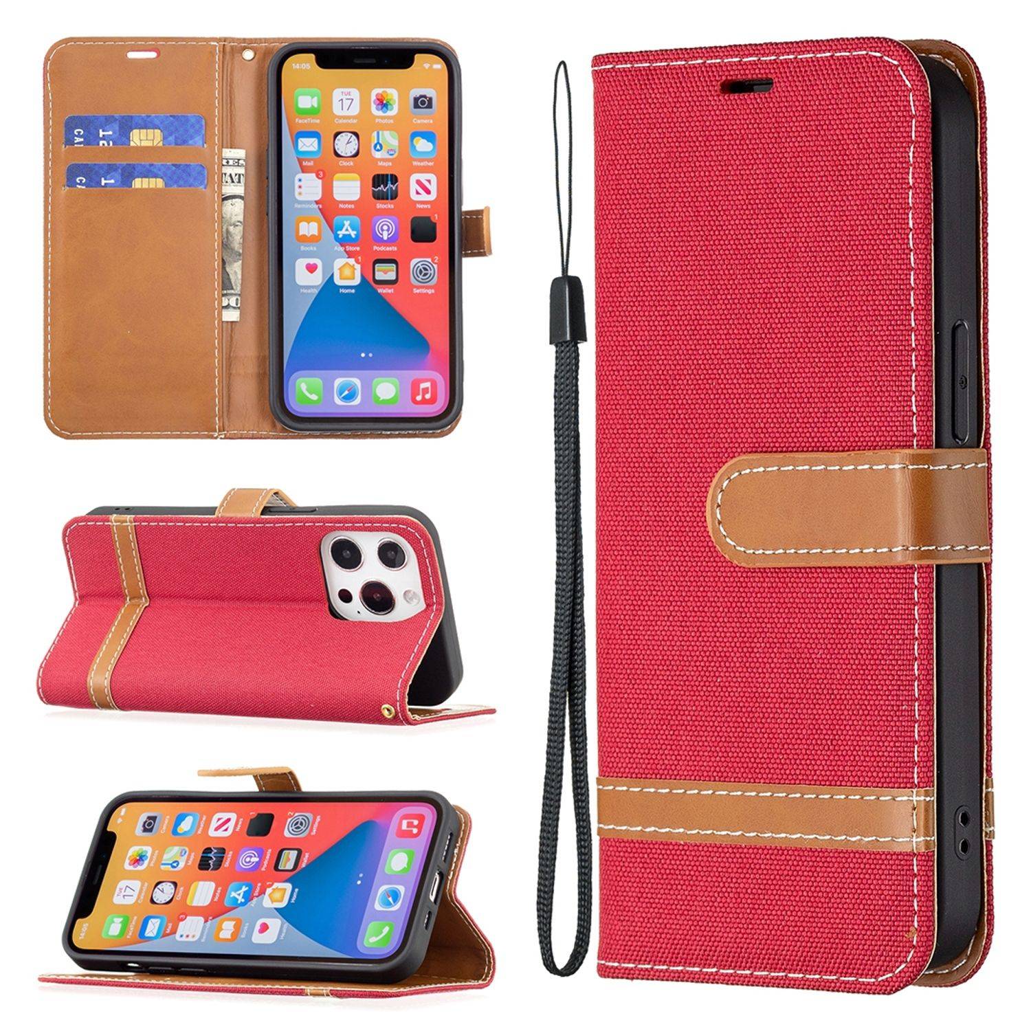 Hülle kompatibel mit Apple iPhone 13 Kunstleder Handyhülle - Handy Case Rot