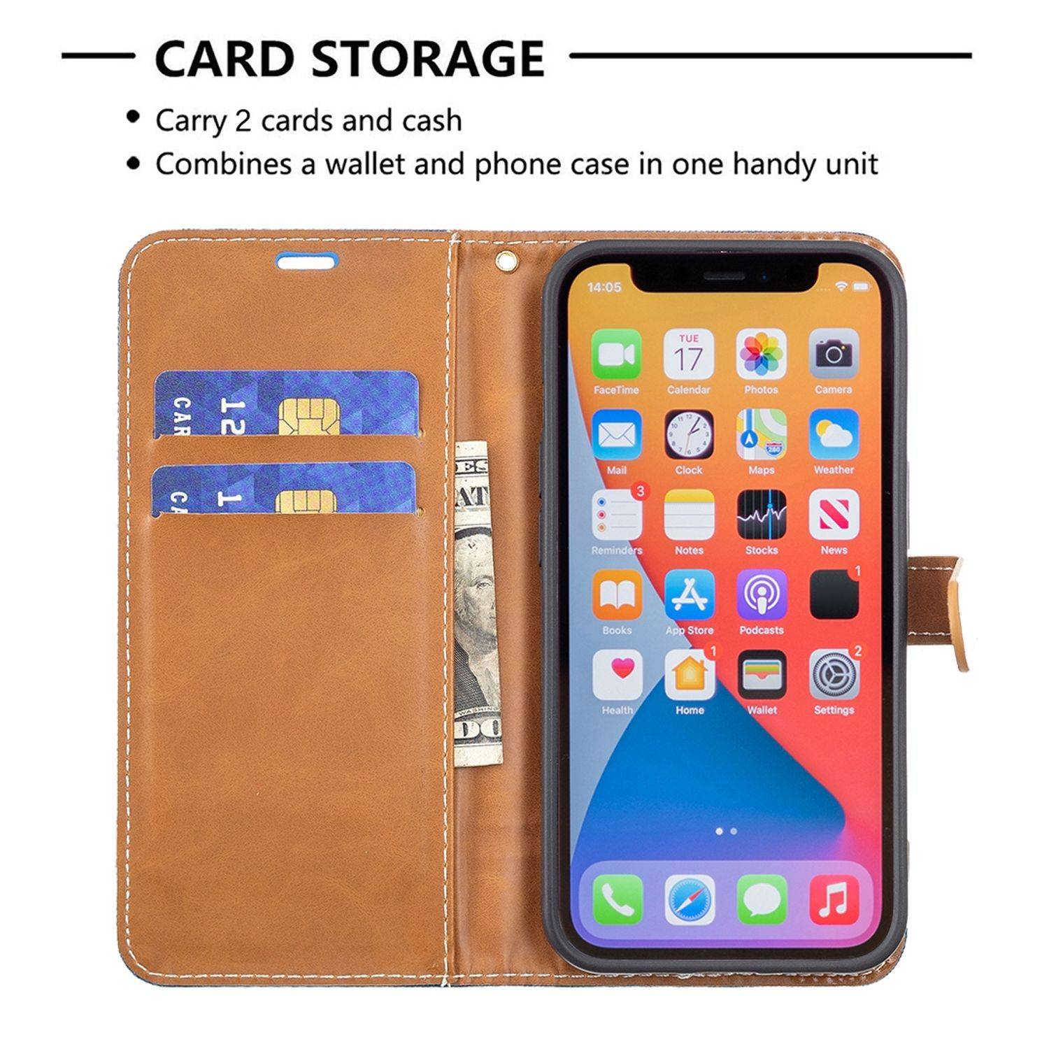 Hülle kompatibel mit Apple iPhone 13 Kunstleder Handyhülle - Handy Case Blau