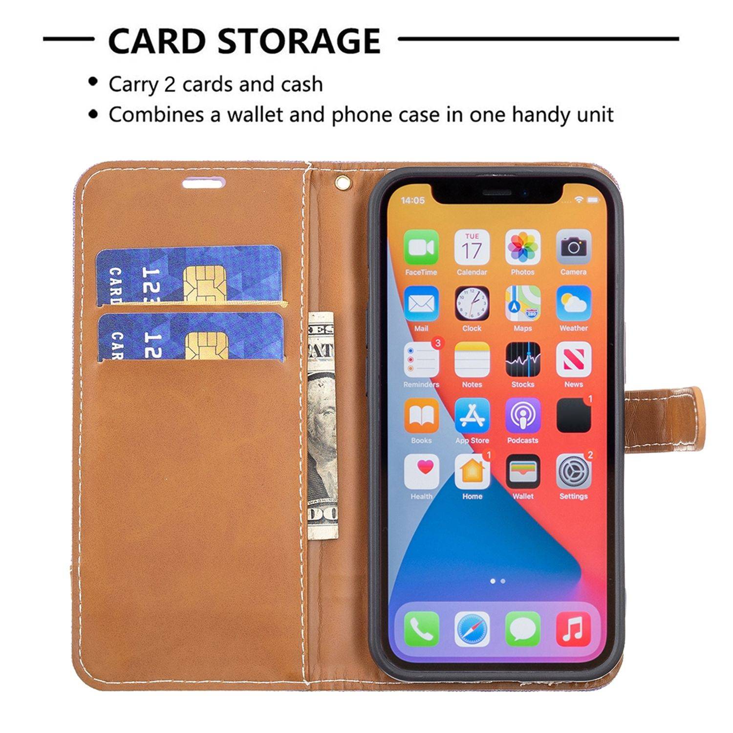 Apple iPhone 13 Pro Handyhülle Bookcover Violett