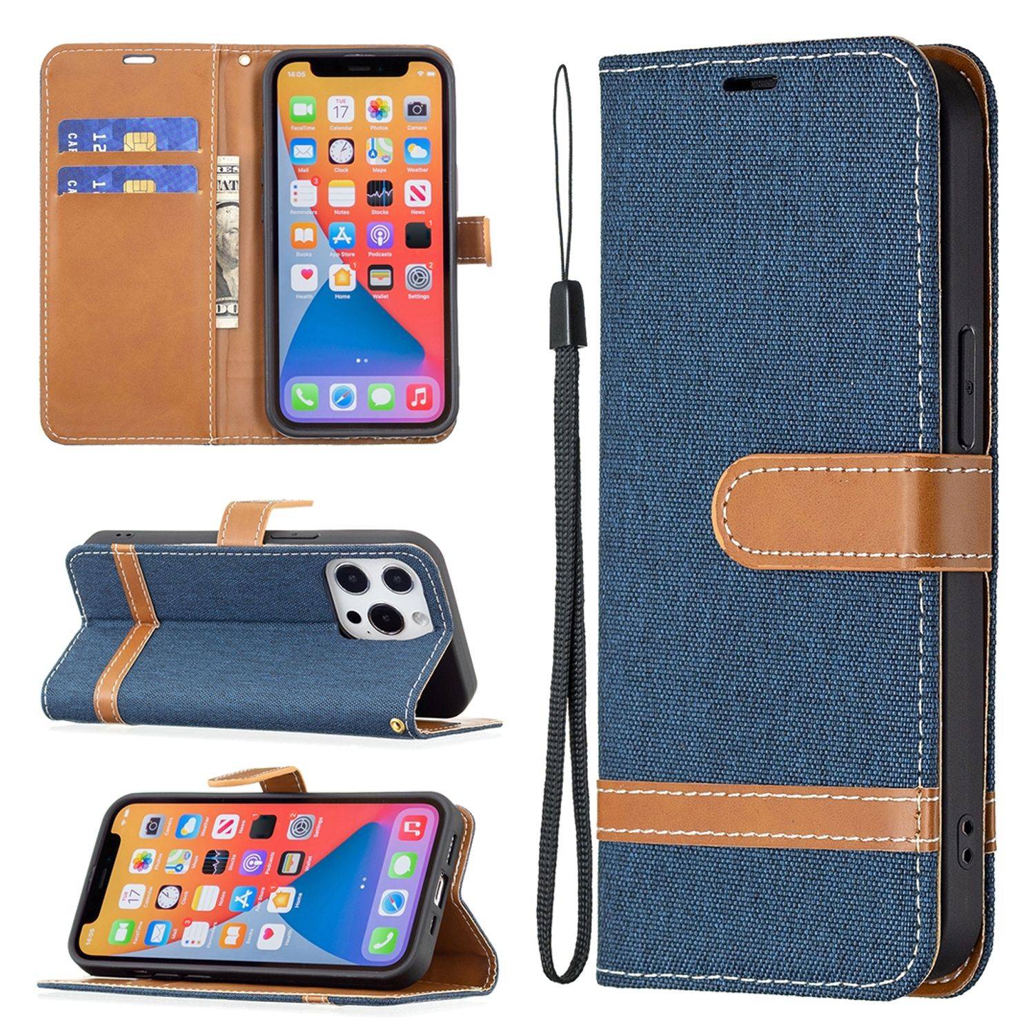 Hülle kompatibel mit Apple iPhone 13 mini Kunstleder Handyhülle - Handy Case Blau