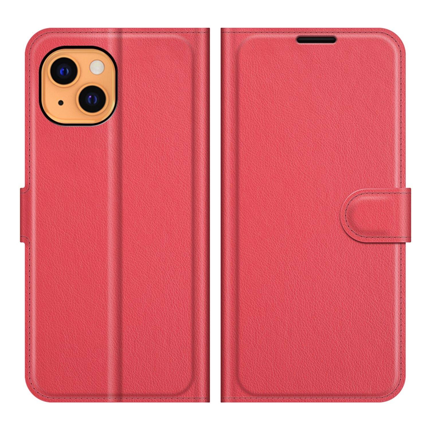 Hülle kompatibel mit Apple iPhone 13 Kunstleder Handyhülle - Handy Case Rot
