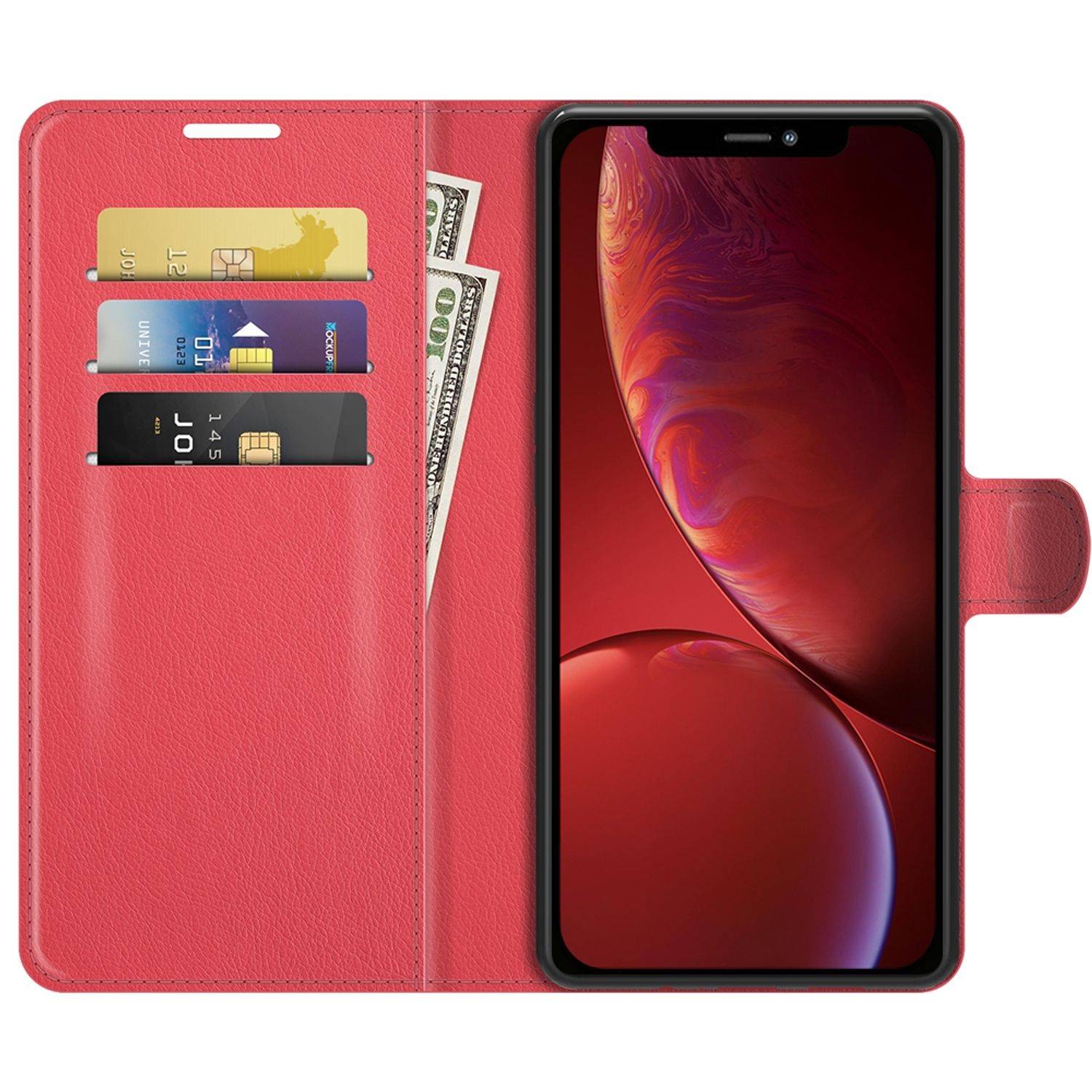 Hülle kompatibel mit Apple iPhone 13 Kunstleder Handyhülle - Handy Case Rot