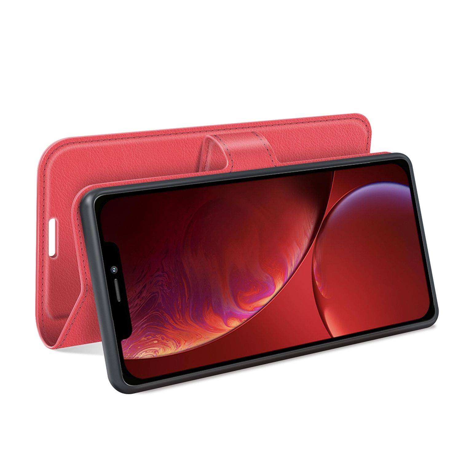 Hülle kompatibel mit Apple iPhone 13 Kunstleder Handyhülle - Handy Case Rot