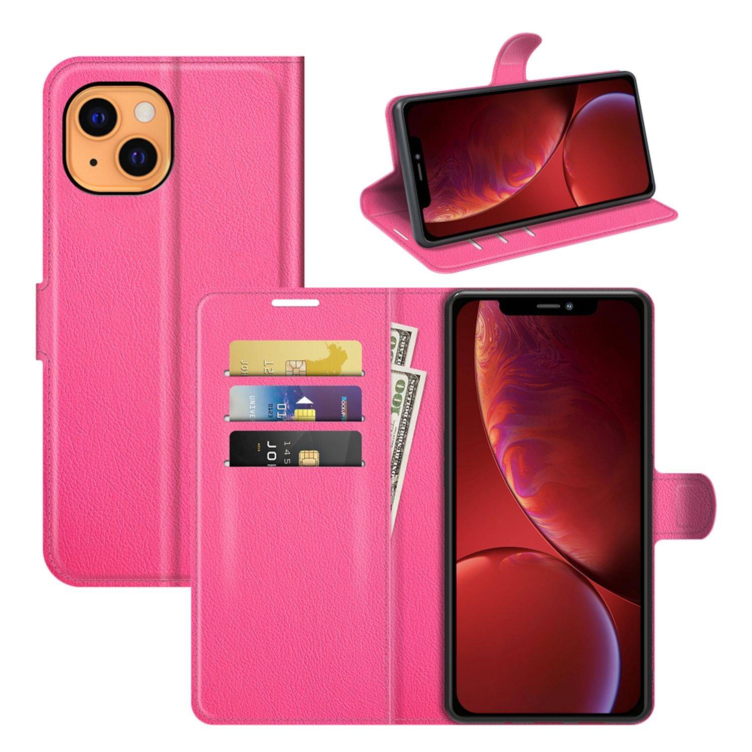 Hülle kompatibel mit Apple iPhone 13 Kunstleder Handyhülle - Handy Case Rosa