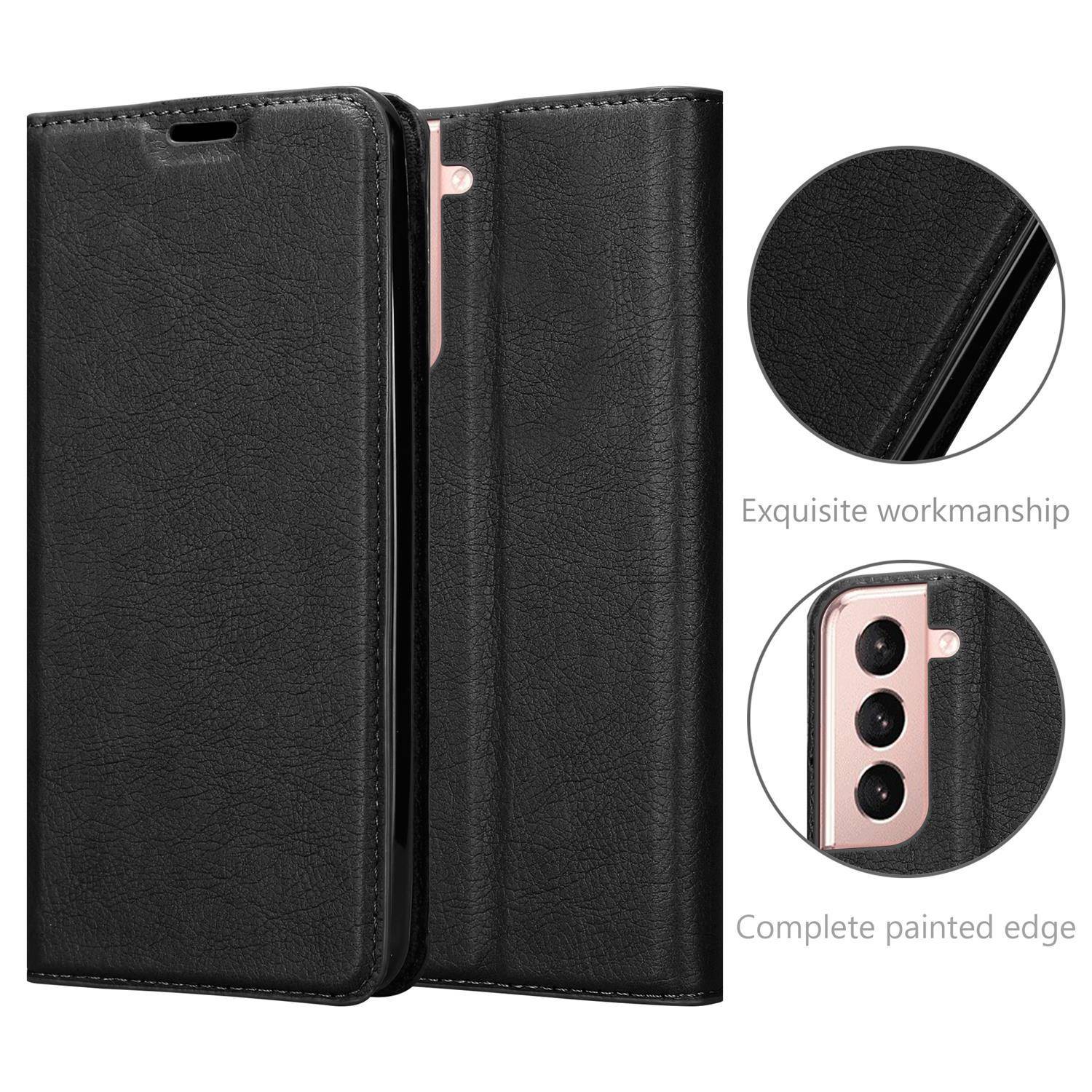 Cadorabo Hülle für Samsung Galaxy S21 5G Schutz Hülle in Schwarz Handyhülle Etui Case Cover Magnetverschluss