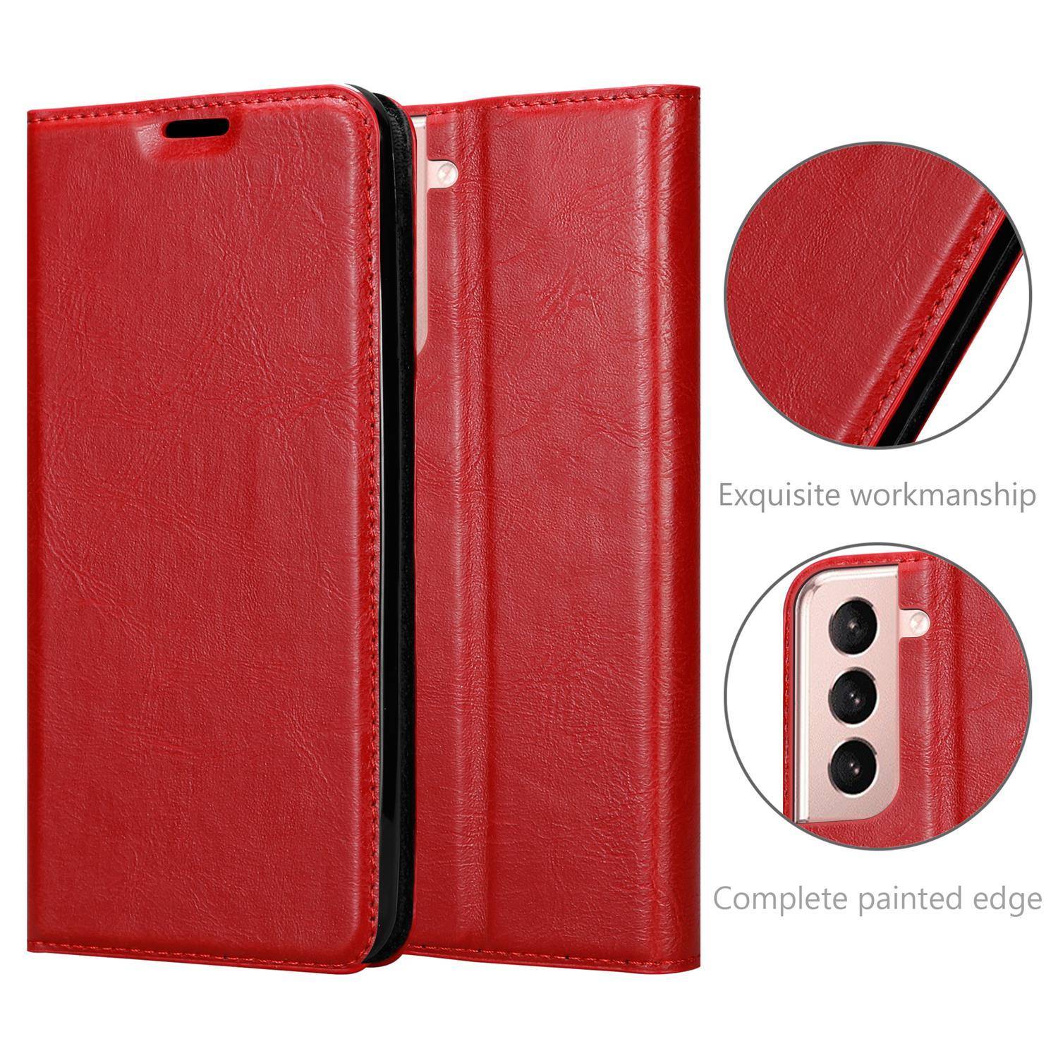 Cadorabo Hülle für Samsung Galaxy S21 PLUS Schutz Hülle in Rot Handyhülle Etui Case Cover Magnetverschluss