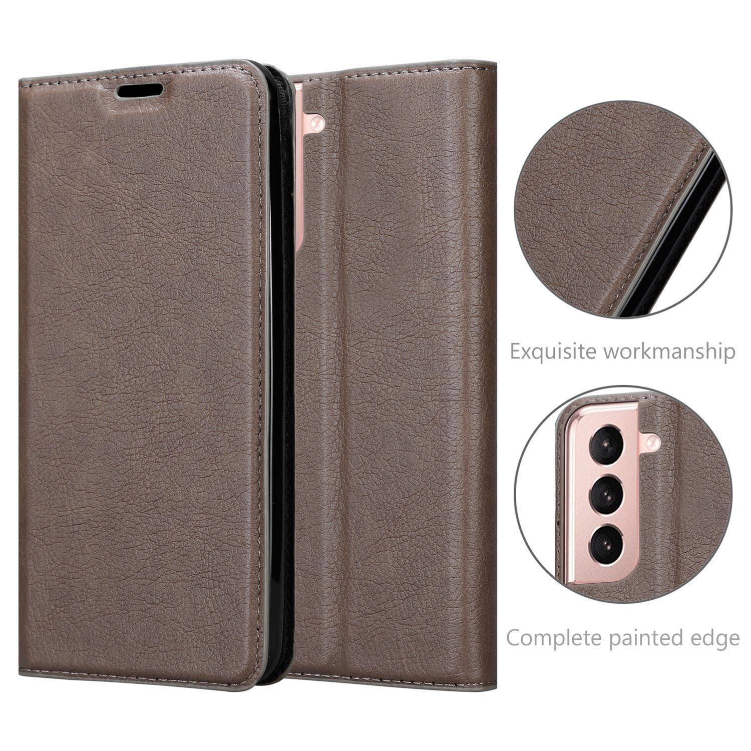 Cadorabo Hülle für Samsung Galaxy S21 PLUS Schutz Hülle in Braun Handyhülle Etui Case Cover Magnetverschluss