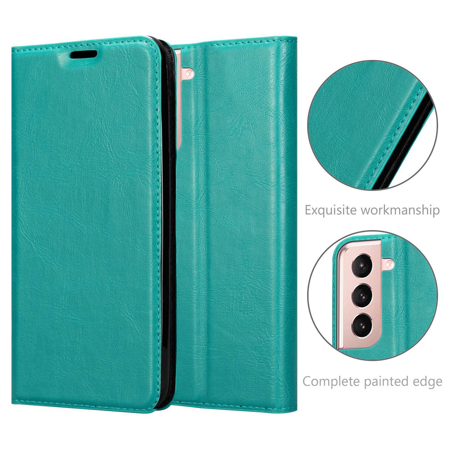 Cadorabo Hülle für Samsung Galaxy S21 PLUS Schutz Hülle in Türkis Handyhülle Etui Case Cover Magnetverschluss