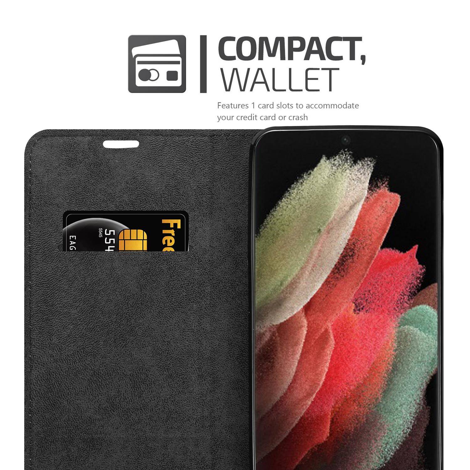 Cadorabo Hülle für Samsung Galaxy S21 ULTRA Schutz Hülle in Braun Handyhülle Etui Case Cover Magnetverschluss