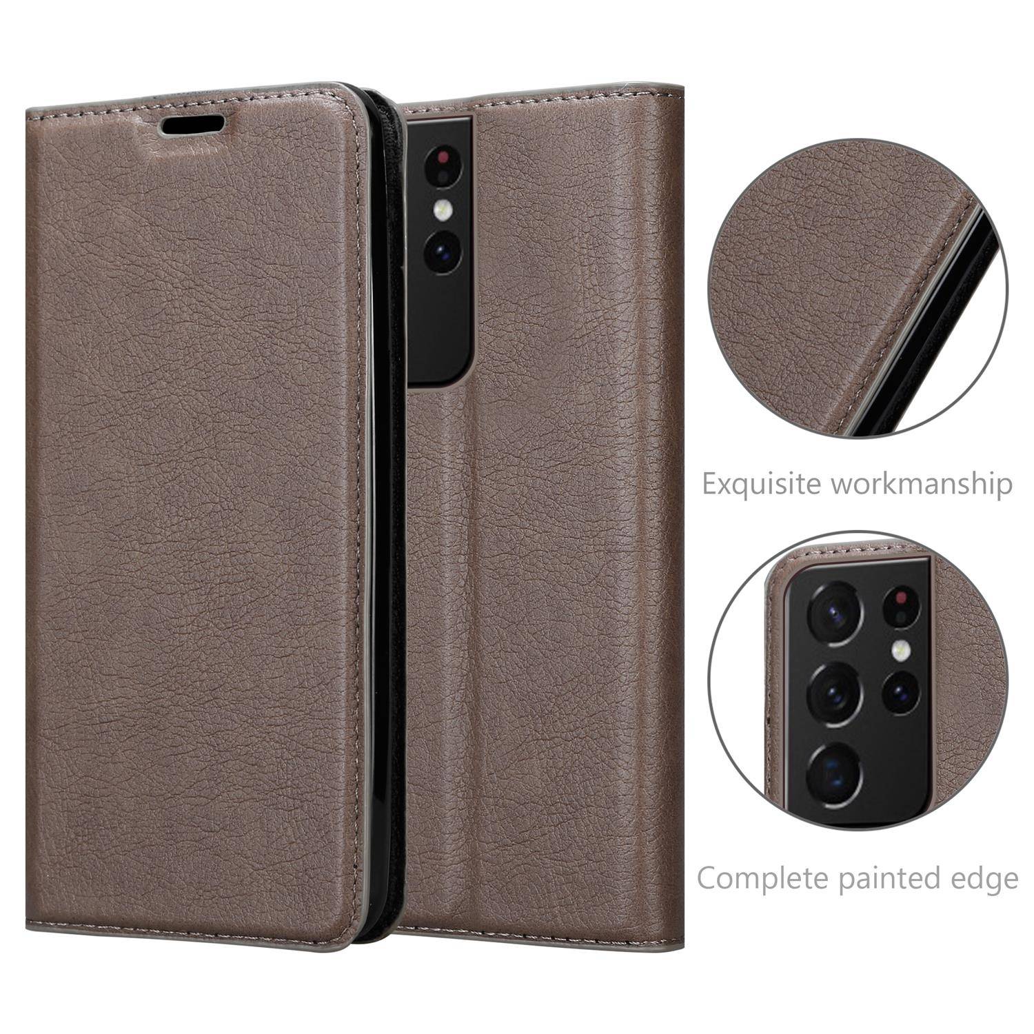 Cadorabo Hülle für Samsung Galaxy S21 ULTRA Schutz Hülle in Braun Handyhülle Etui Case Cover Magnetverschluss