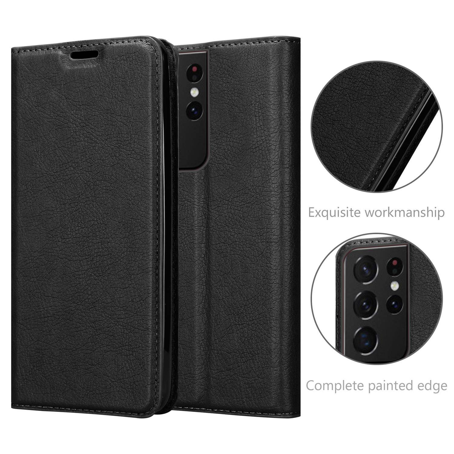Cadorabo Hülle für Samsung Galaxy S21 ULTRA Schutz Hülle in Schwarz Handyhülle Etui Case Cover Magnetverschluss