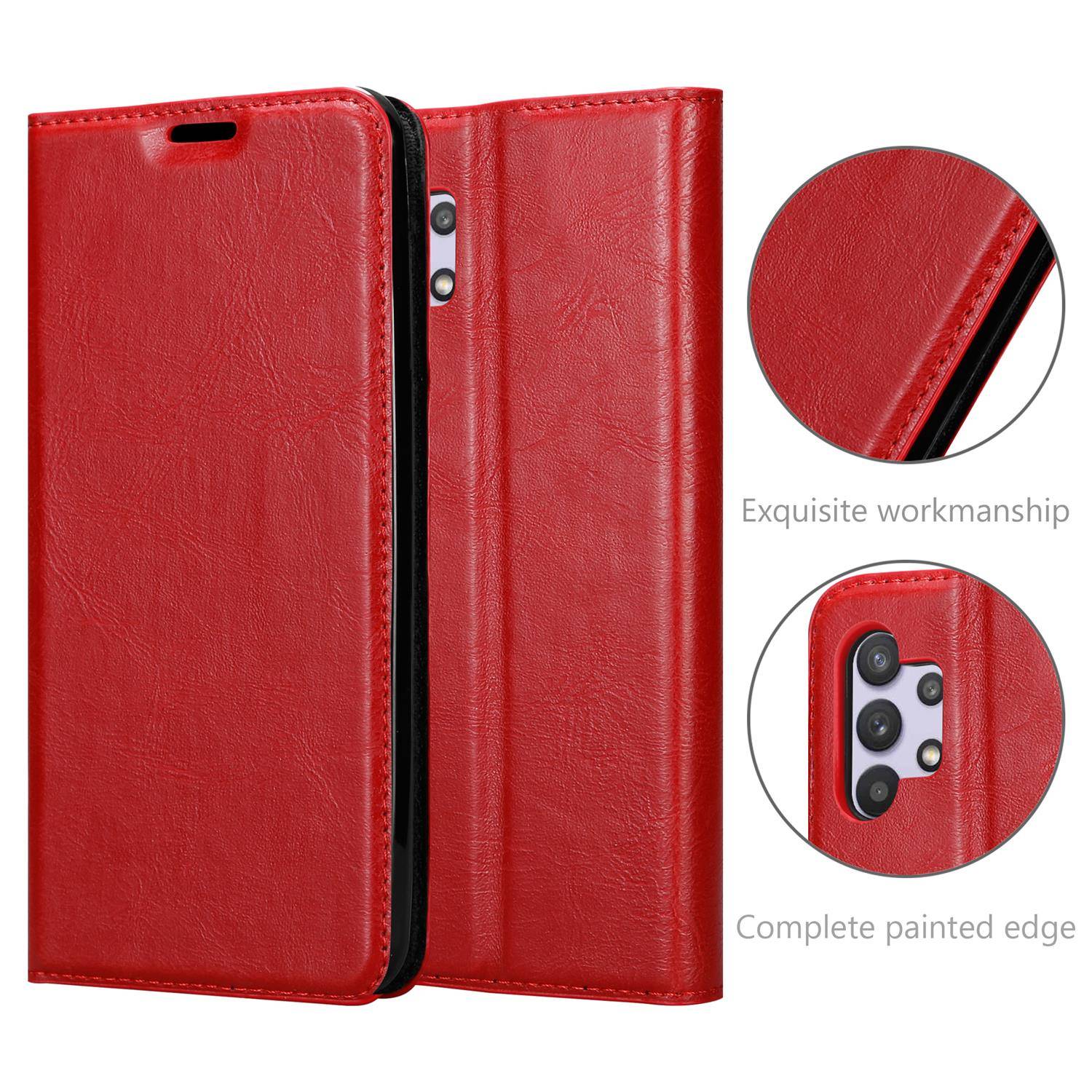 Cadorabo Hülle für Samsung Galaxy A32 5G Schutz Hülle in Rot Handyhülle Etui Case Cover Magnetverschluss