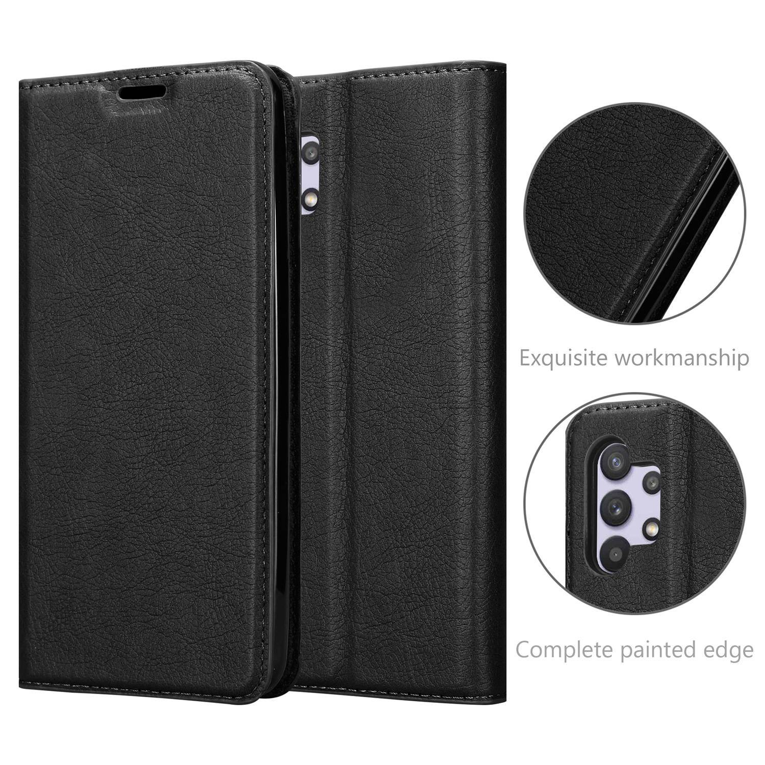 Cadorabo Hülle für Samsung Galaxy A32 5G Schutz Hülle in Schwarz Handyhülle Etui Case Cover Magnetverschluss