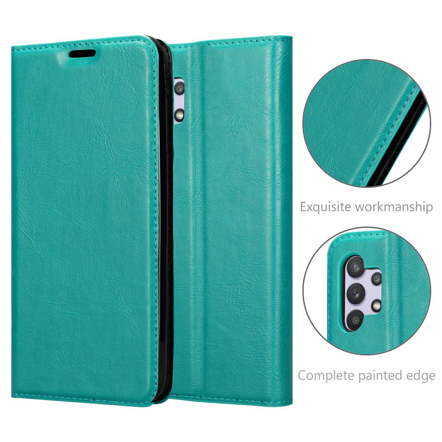 Cadorabo Hülle für Samsung Galaxy A32 5G Schutz Hülle in Türkis Handyhülle Etui Case Cover Magnetverschluss