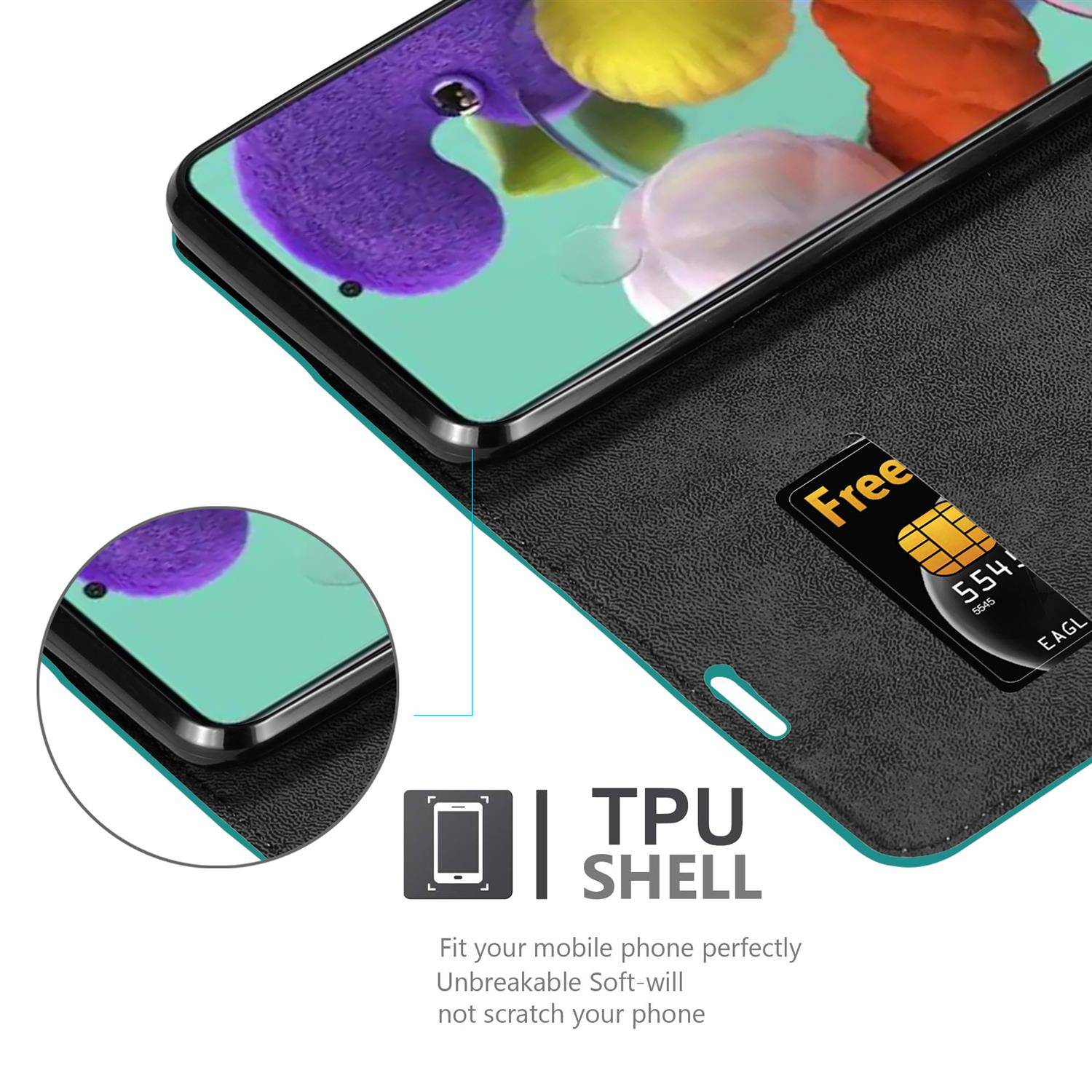 Cadorabo Hülle für Samsung Galaxy A52 (4G / 5G) / A52s Schutz Hülle in Türkis Handyhülle Etui Case Cover
