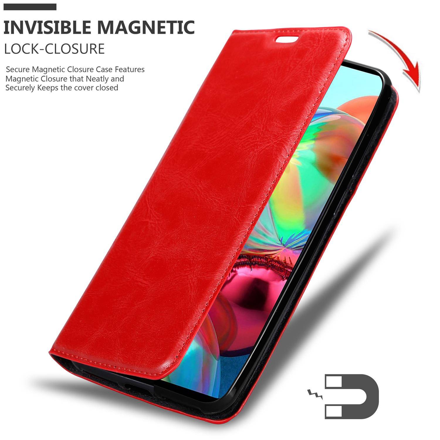 Cadorabo Hülle für Samsung Galaxy A72 4G / 5G Schutz Hülle in Rot Handyhülle Etui Case Cover Magnetverschluss