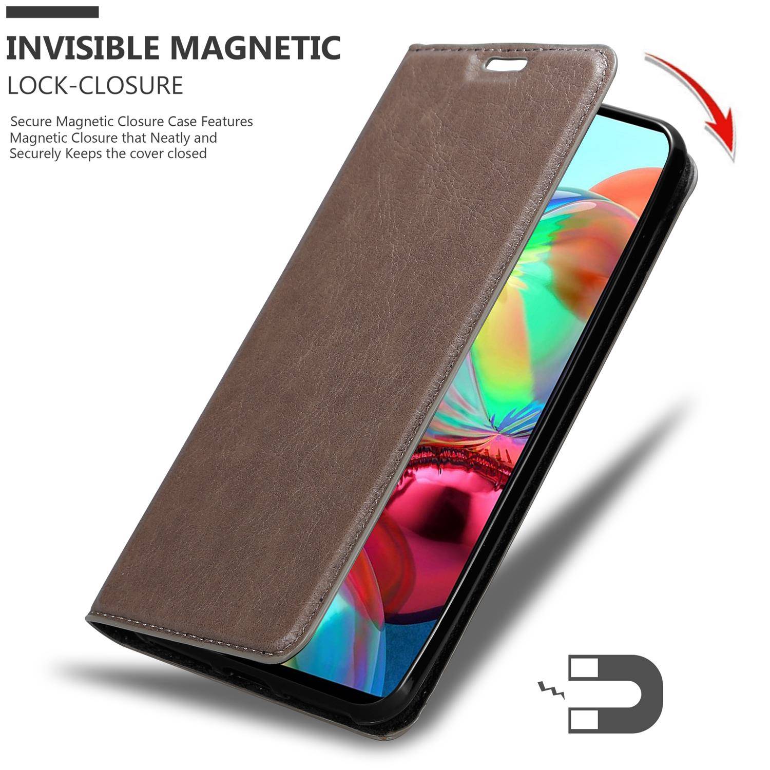 Cadorabo Hülle für Samsung Galaxy A72 4G / 5G Schutz Hülle in Braun Handyhülle Etui Case Cover Magnetverschluss