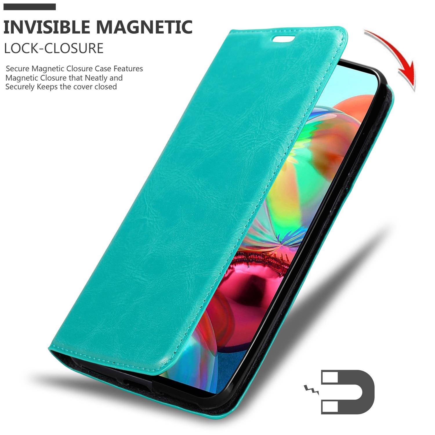 Cadorabo Hülle für Samsung Galaxy A72 4G / 5G Schutz Hülle in Türkis Handyhülle Etui Case Cover Magnetverschluss