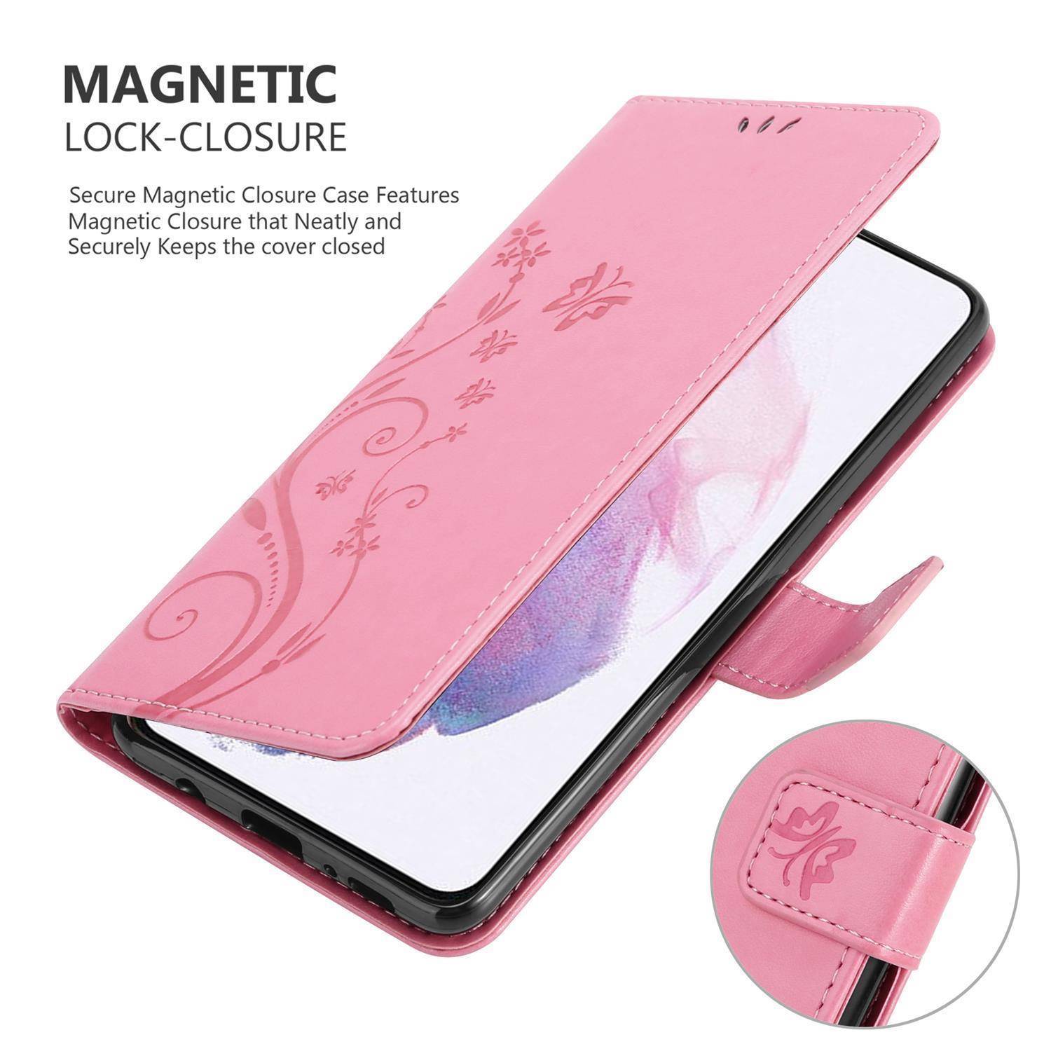 Cadorabo Hülle für Samsung Galaxy S21 PLUS Schutz Hülle in Rosa Schutzhülle Handy Hülle Etui Case Blumen Flower