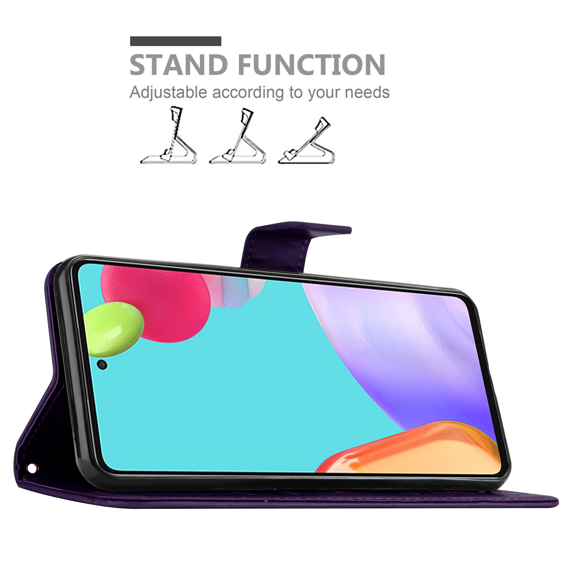 Cadorabo Hülle für Samsung Galaxy A52 (4G / 5G) / A52s Schutz Hülle in Lila Schutzhülle Handy Hülle Etui Case Blumen