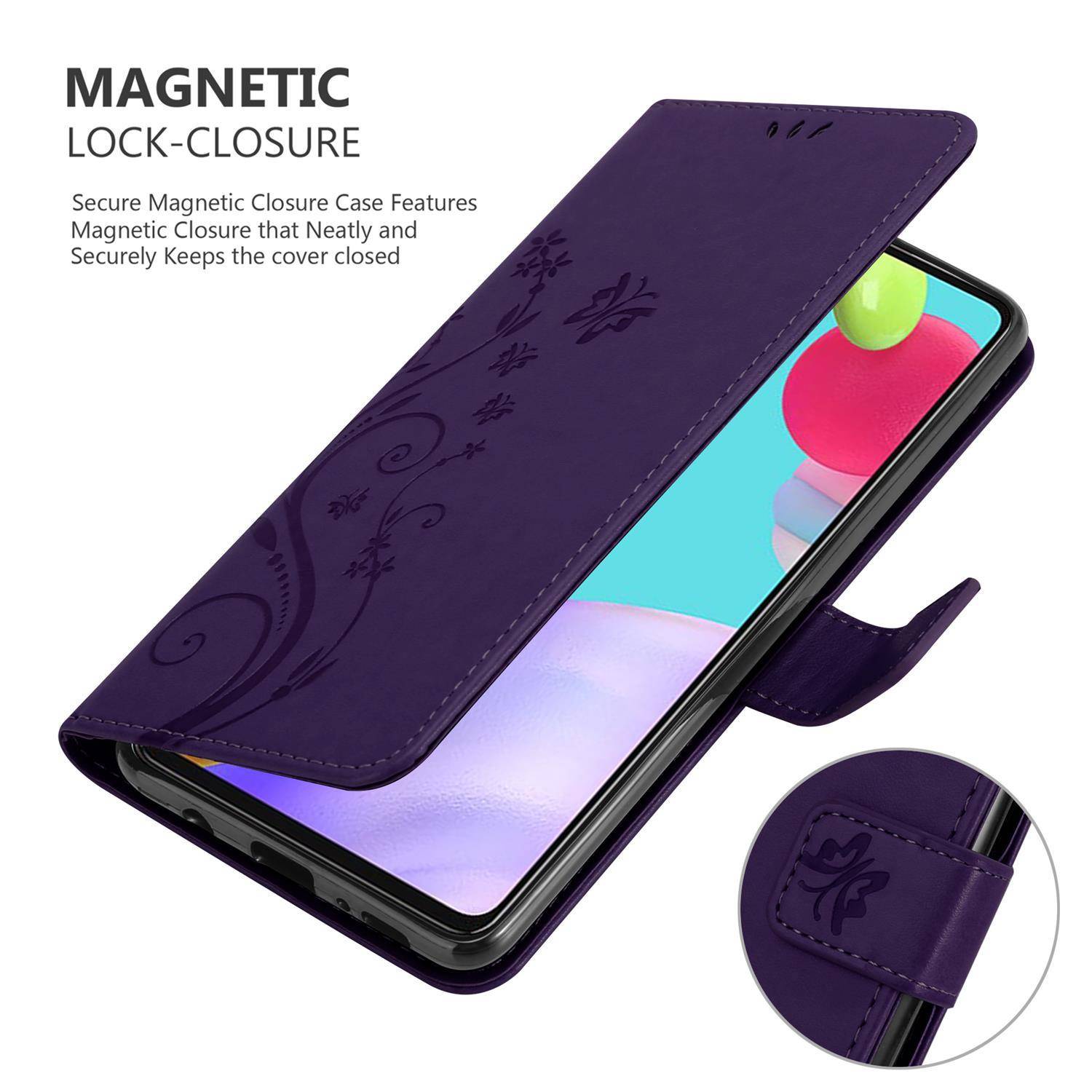 Cadorabo Hülle für Samsung Galaxy A52 (4G / 5G) / A52s Schutz Hülle in Lila Schutzhülle Handy Hülle Etui Case Blumen