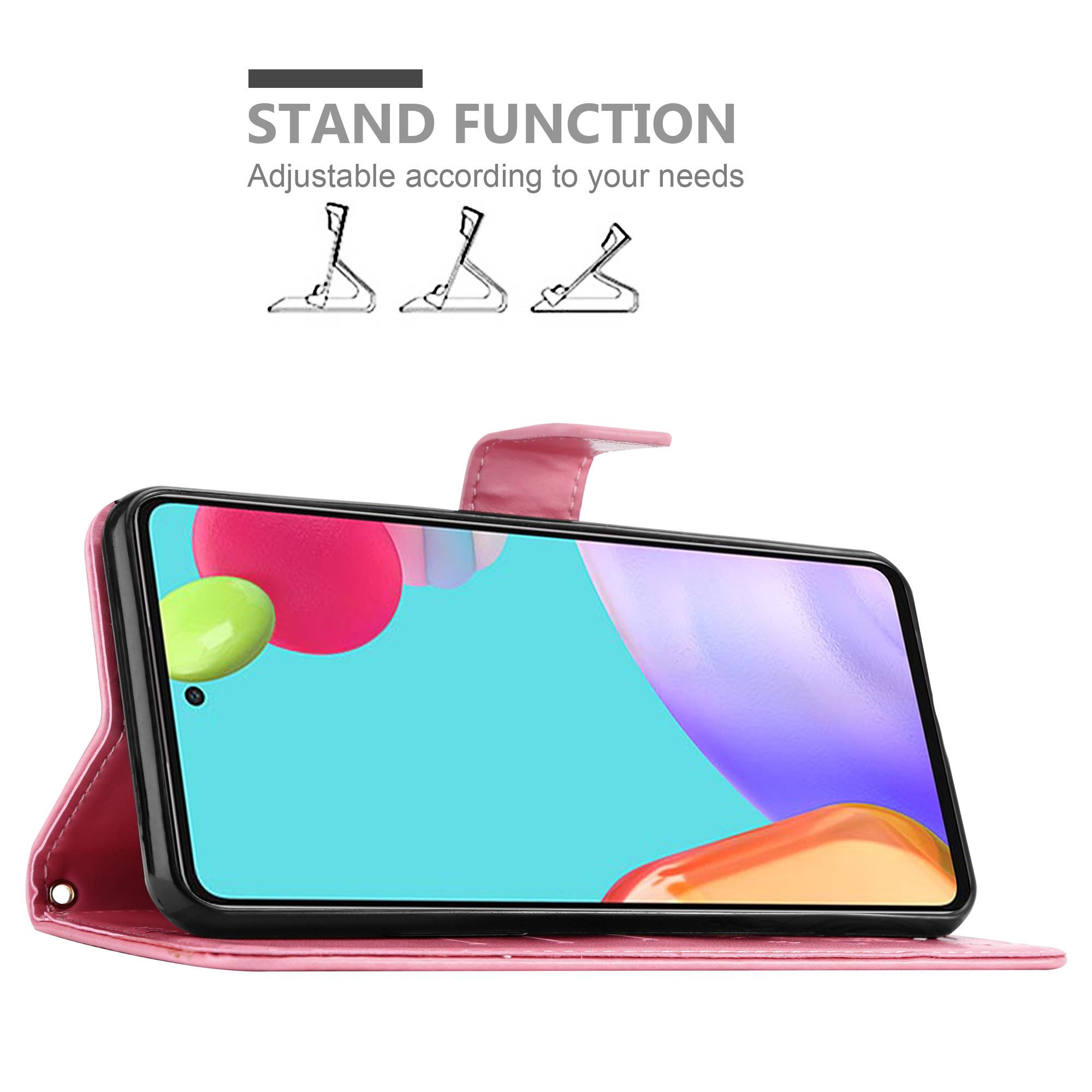 Cadorabo Hülle für Samsung Galaxy A52 (4G / 5G) / A52s Schutz Hülle in Rosa Schutzhülle Handy Hülle Etui Case Blumen